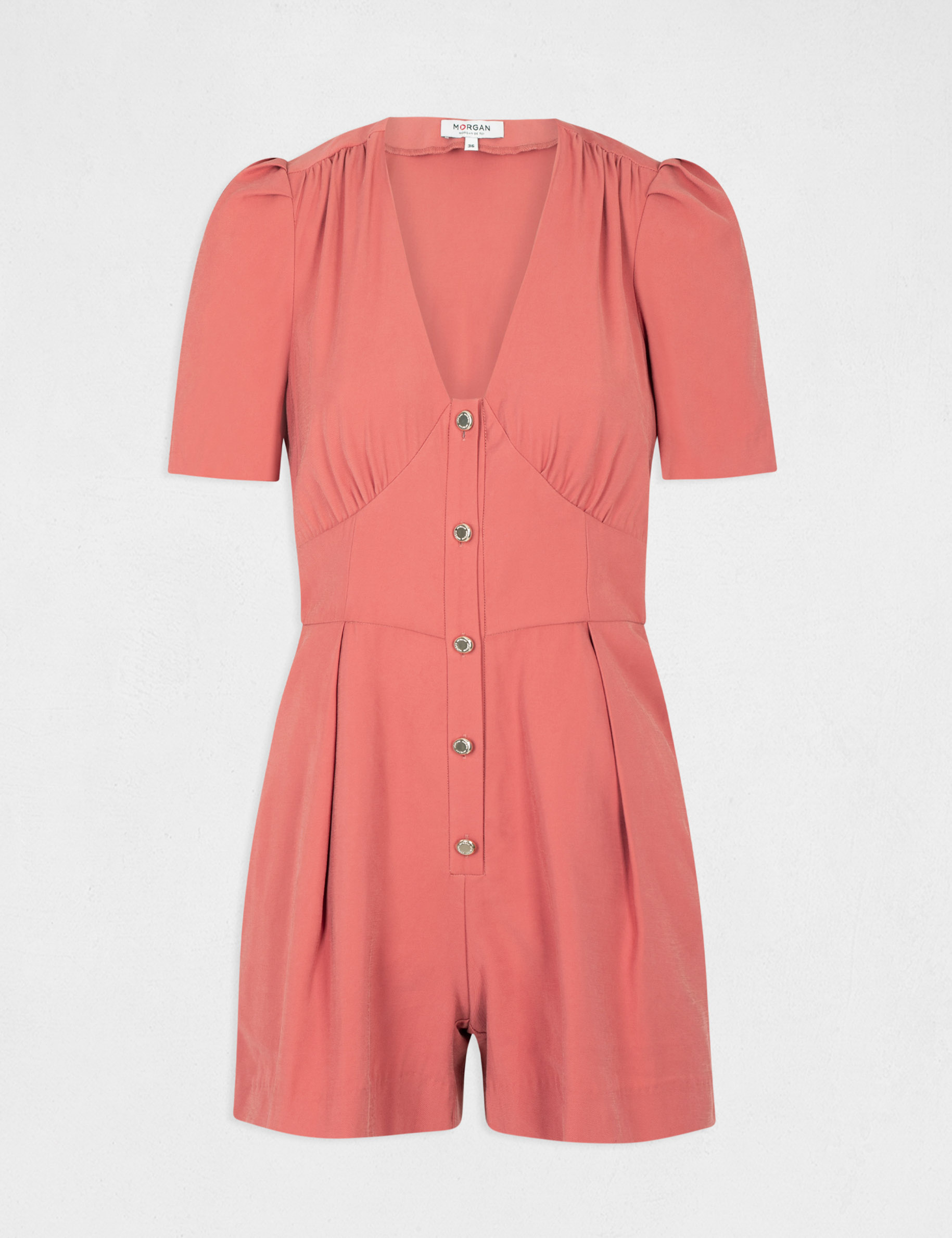 Combinaison ajustée boutonnée rouille femme