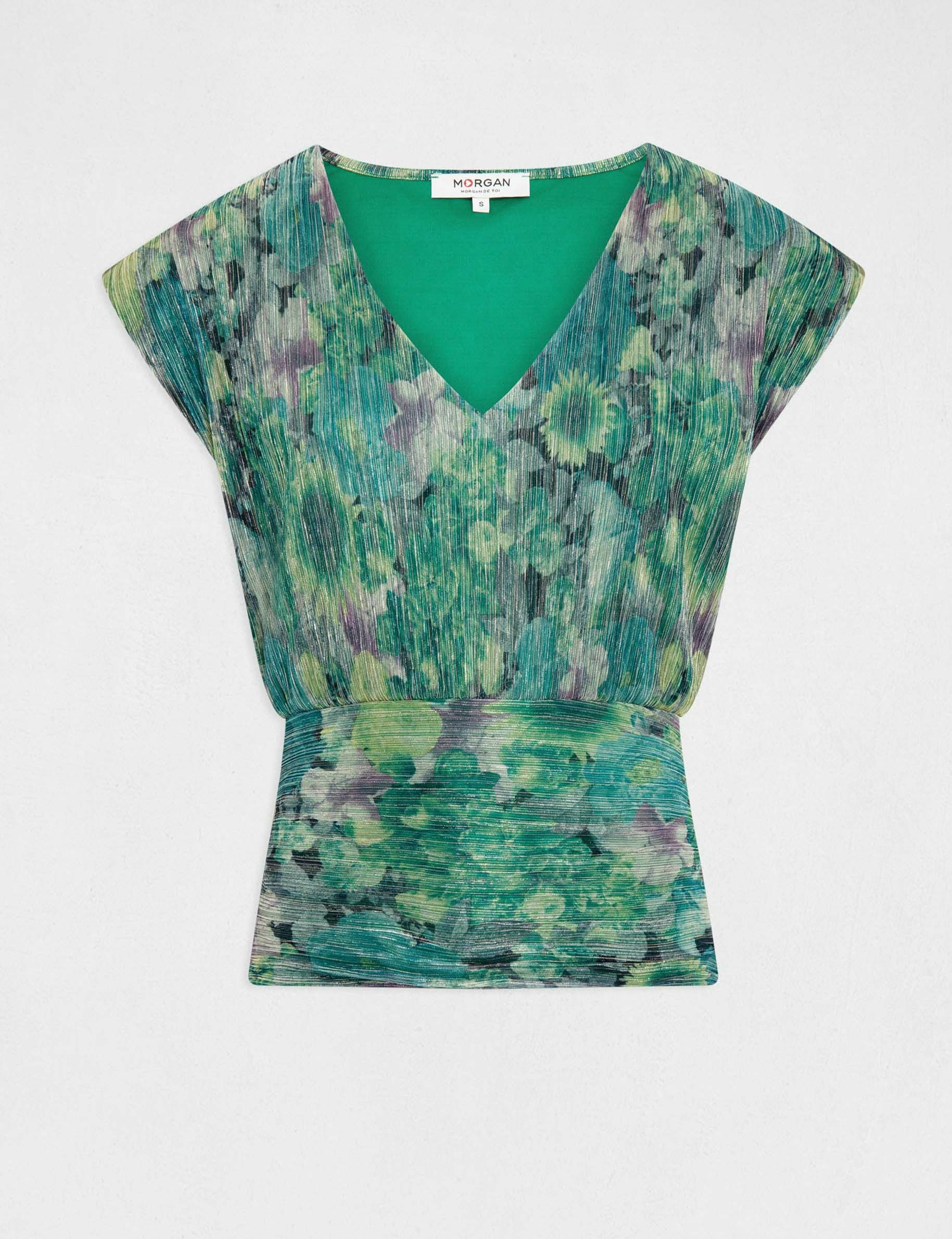 T-shirt manches courtes imprimé floral vert femme T-shirt manches courtes imprimé floral vert femme