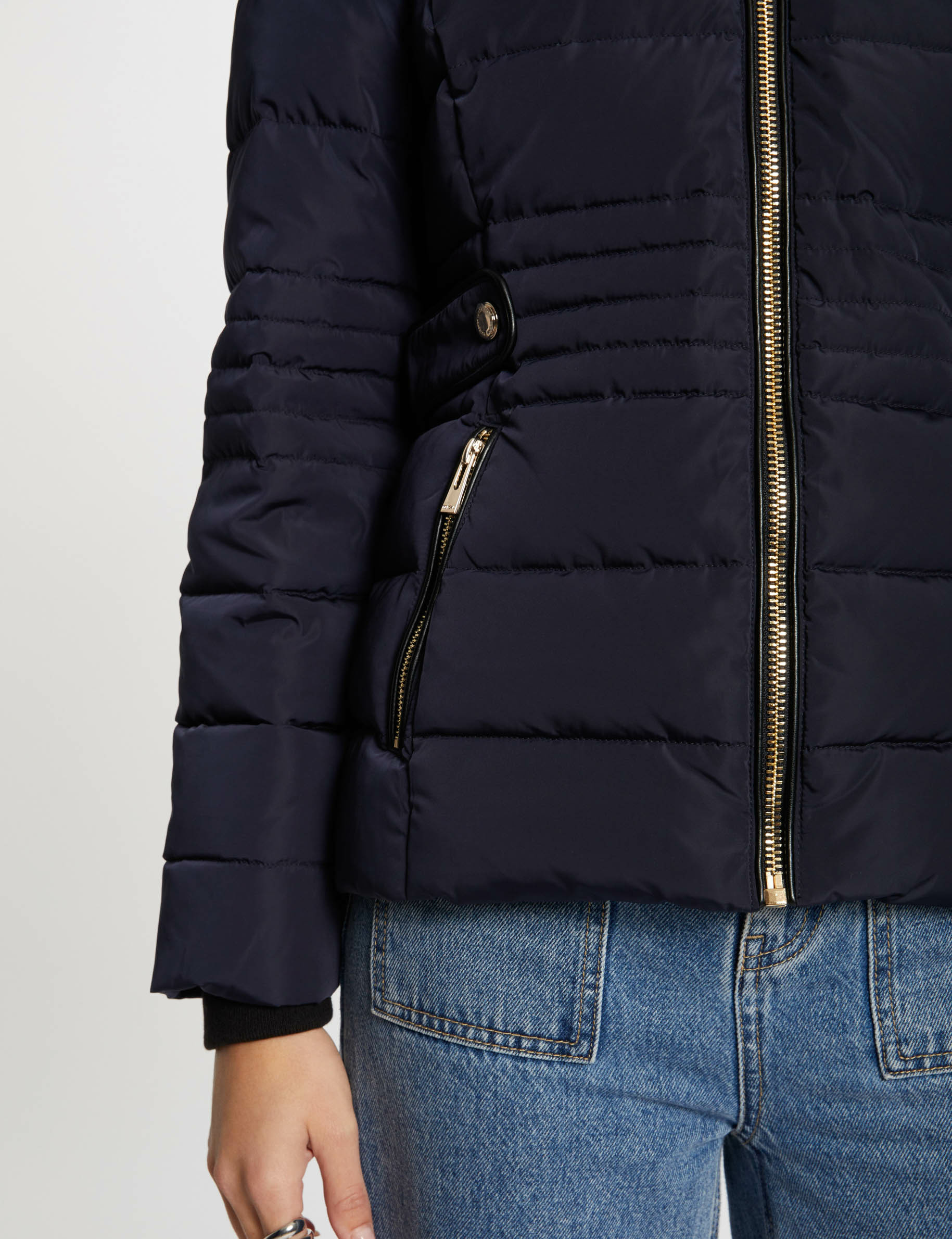 Doudoune zipp&eacute;e &agrave; capuche marine femme