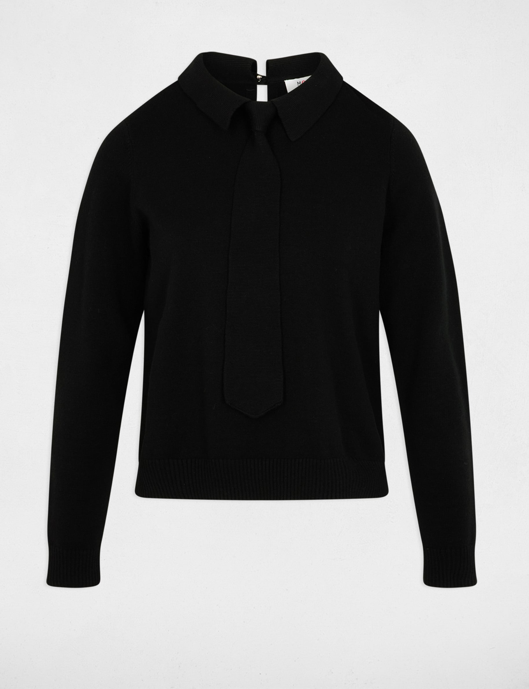 Pull col &agrave; revers noir femme