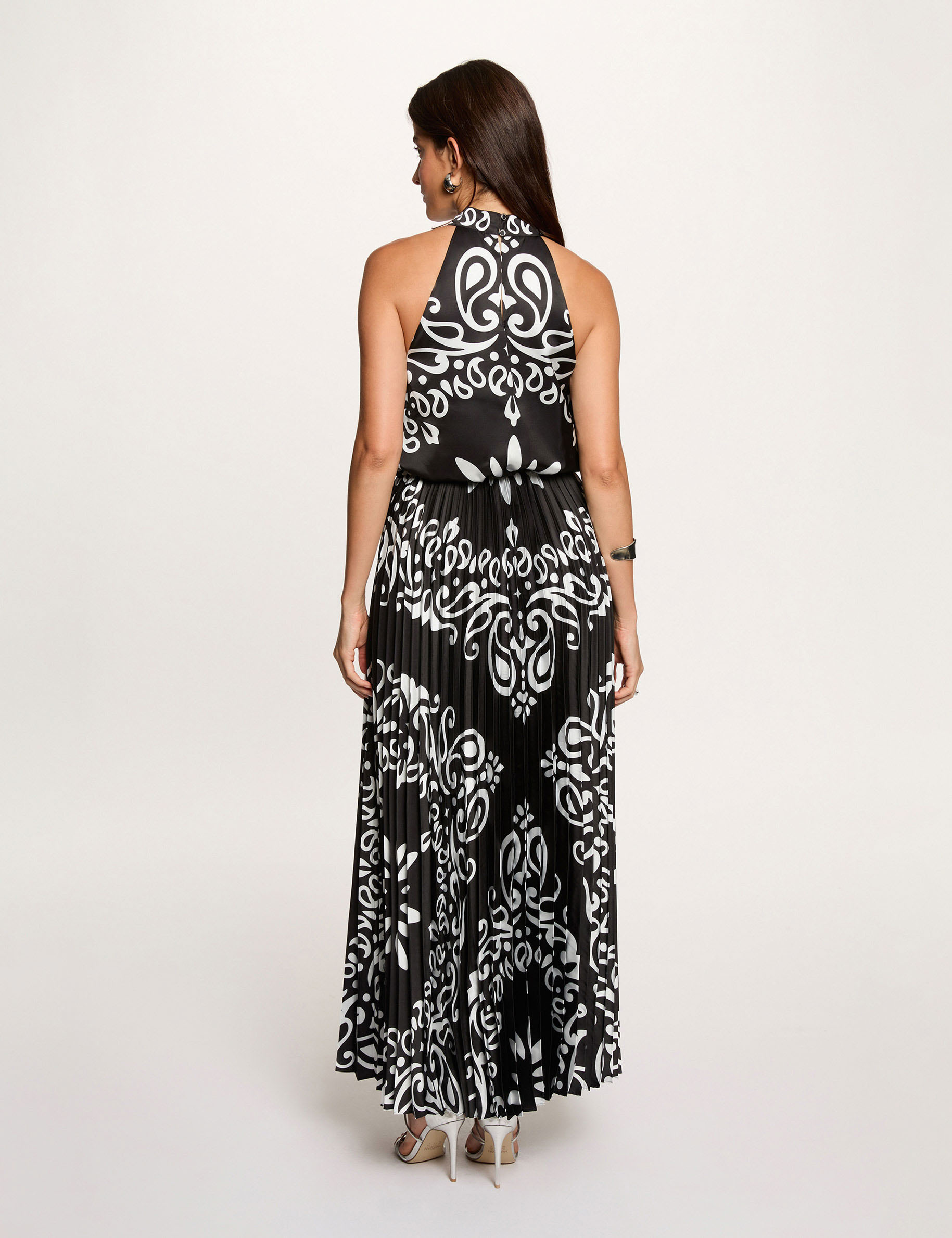 Robe longue col montant multicolore femme