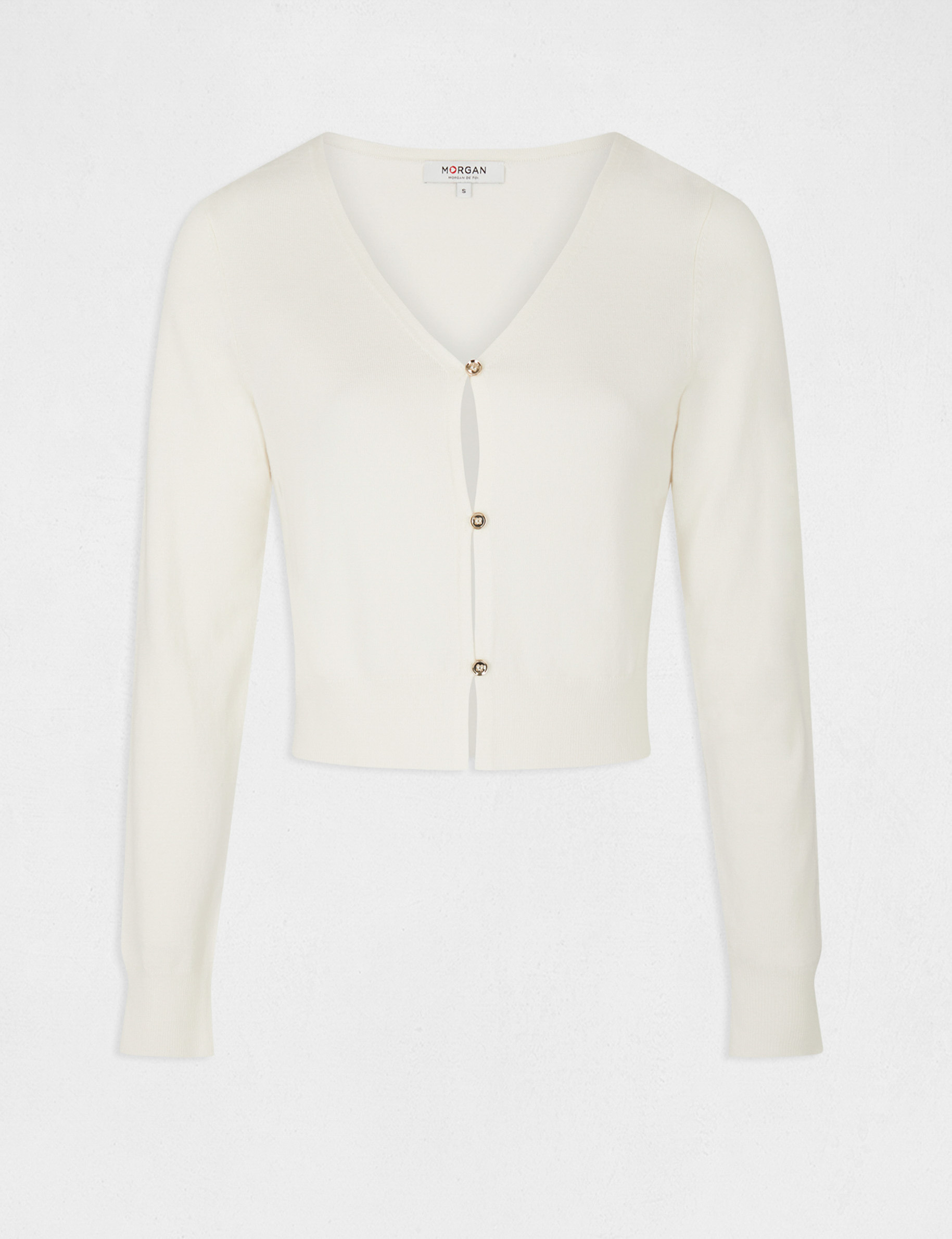 Gilet manches longues boutonné ecru moyen femme Gilet manches longues boutonné ecru moyen femme