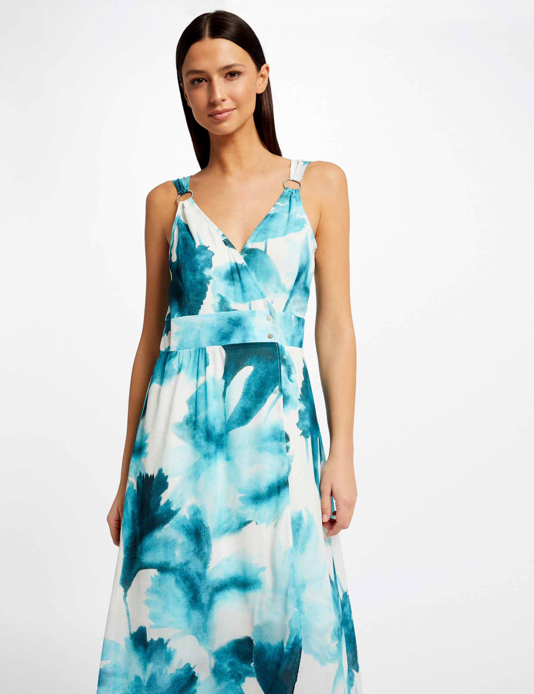 Robe longue portefeuille imprimée multico femme Robe longue portefeuille imprimée multico femme
