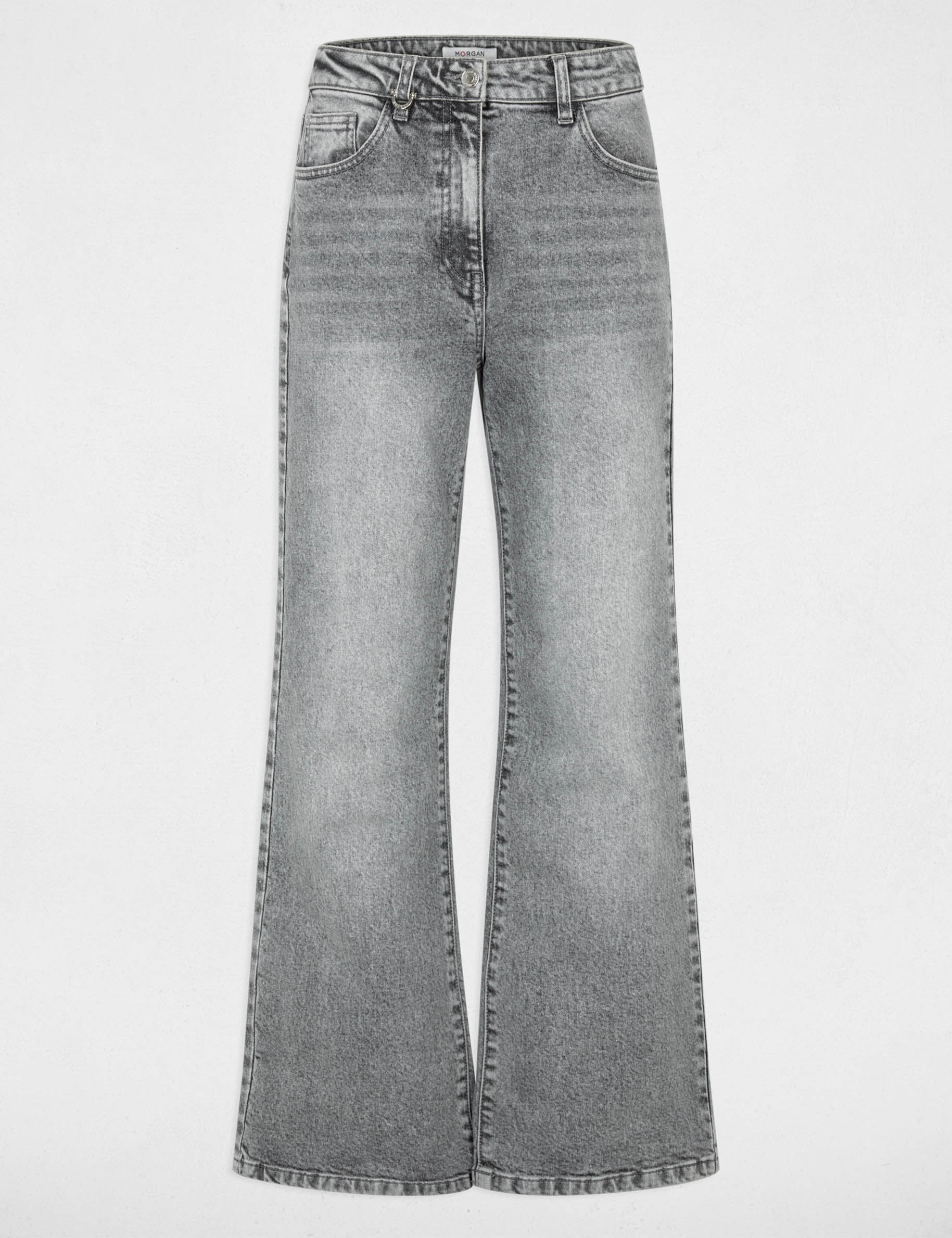 Jean large taille haute denim snow gris femme