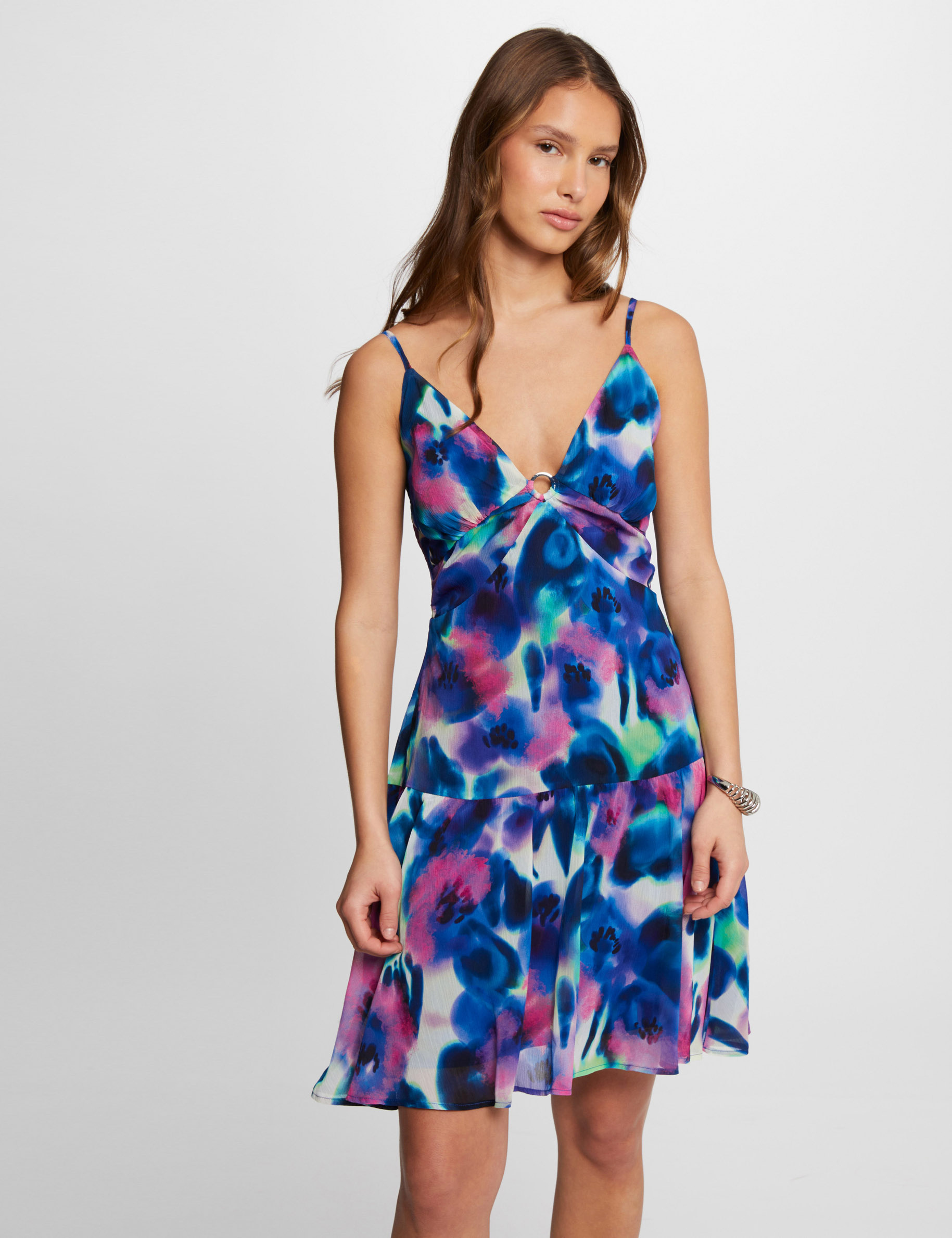 robe courte trapeze imprimee multico femme Robe courte trapèze imprimée multico femme