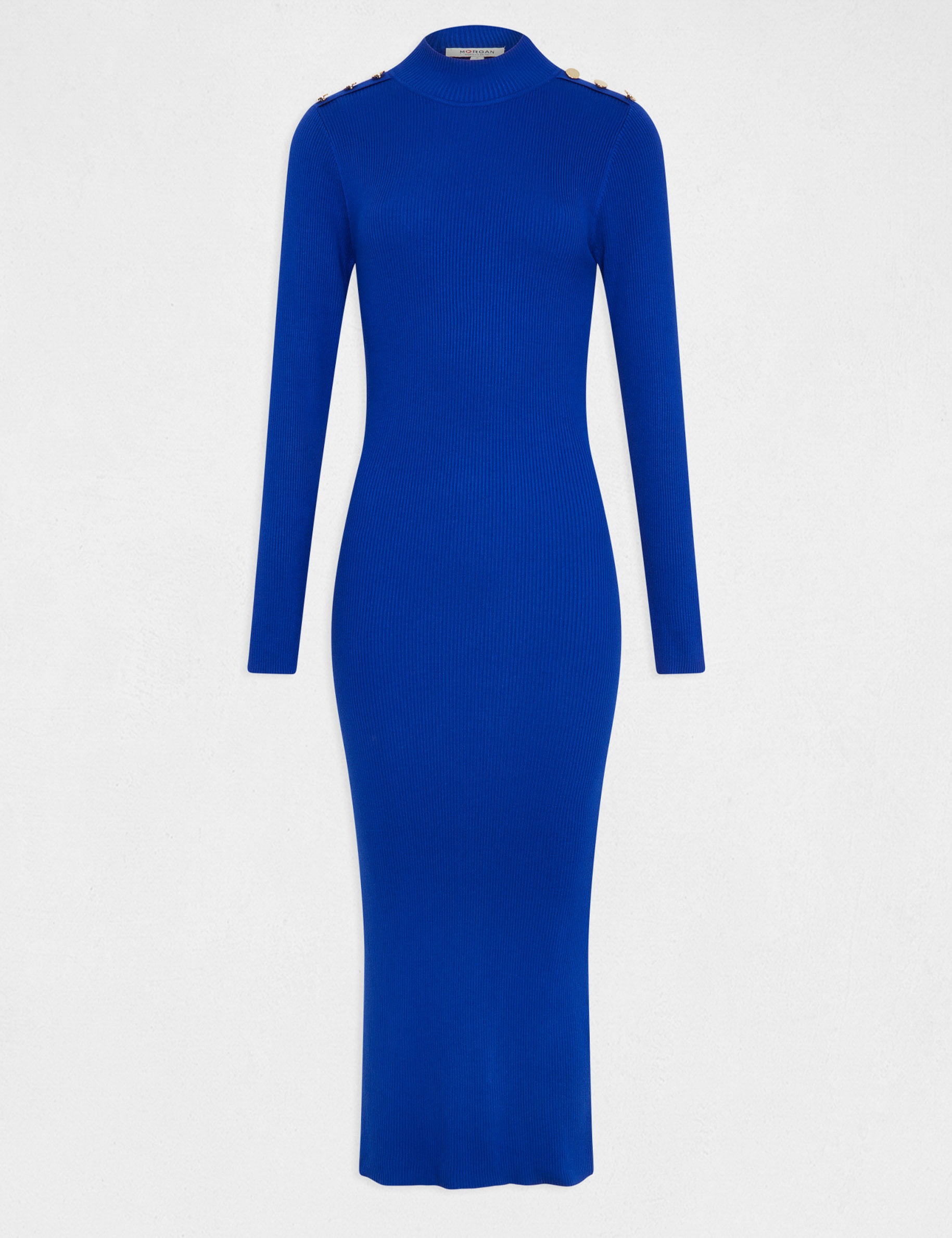 robe pull longue ajustee dos ouvert bleu electrique femme Robe pull longue ajustée dos ouvert bleu electrique femme