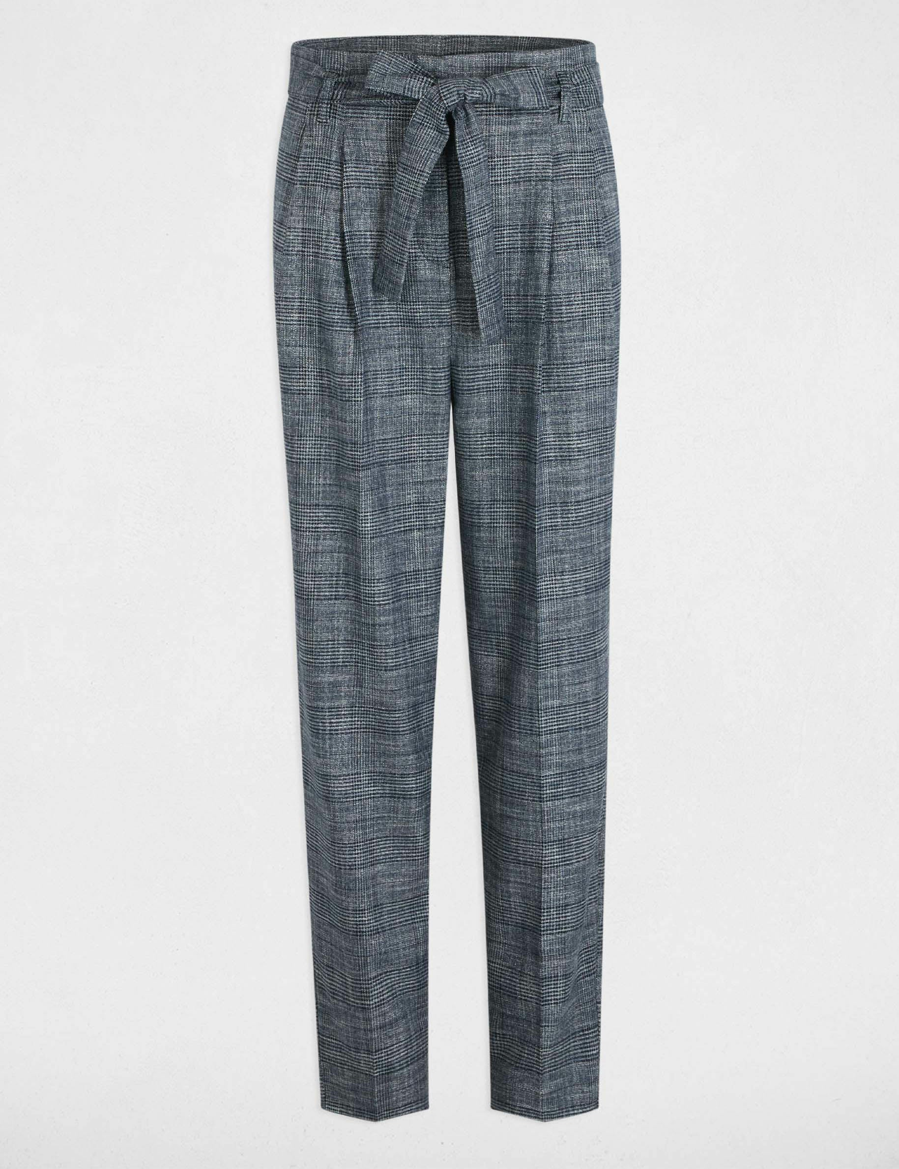 Pantalon carotte &agrave; carreaux multicolore femme