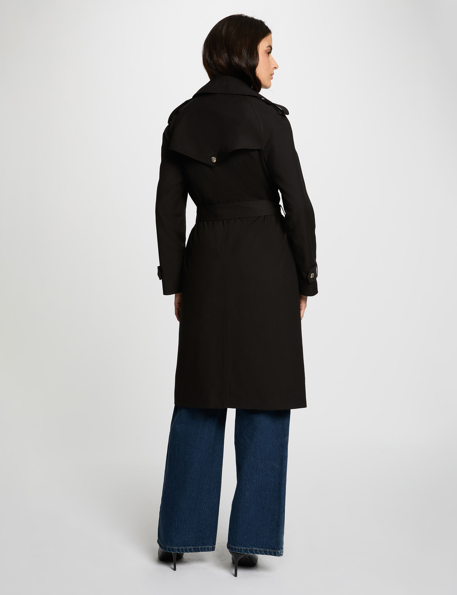 trench long ceinture noir femme Trench long ceinturé noir femme