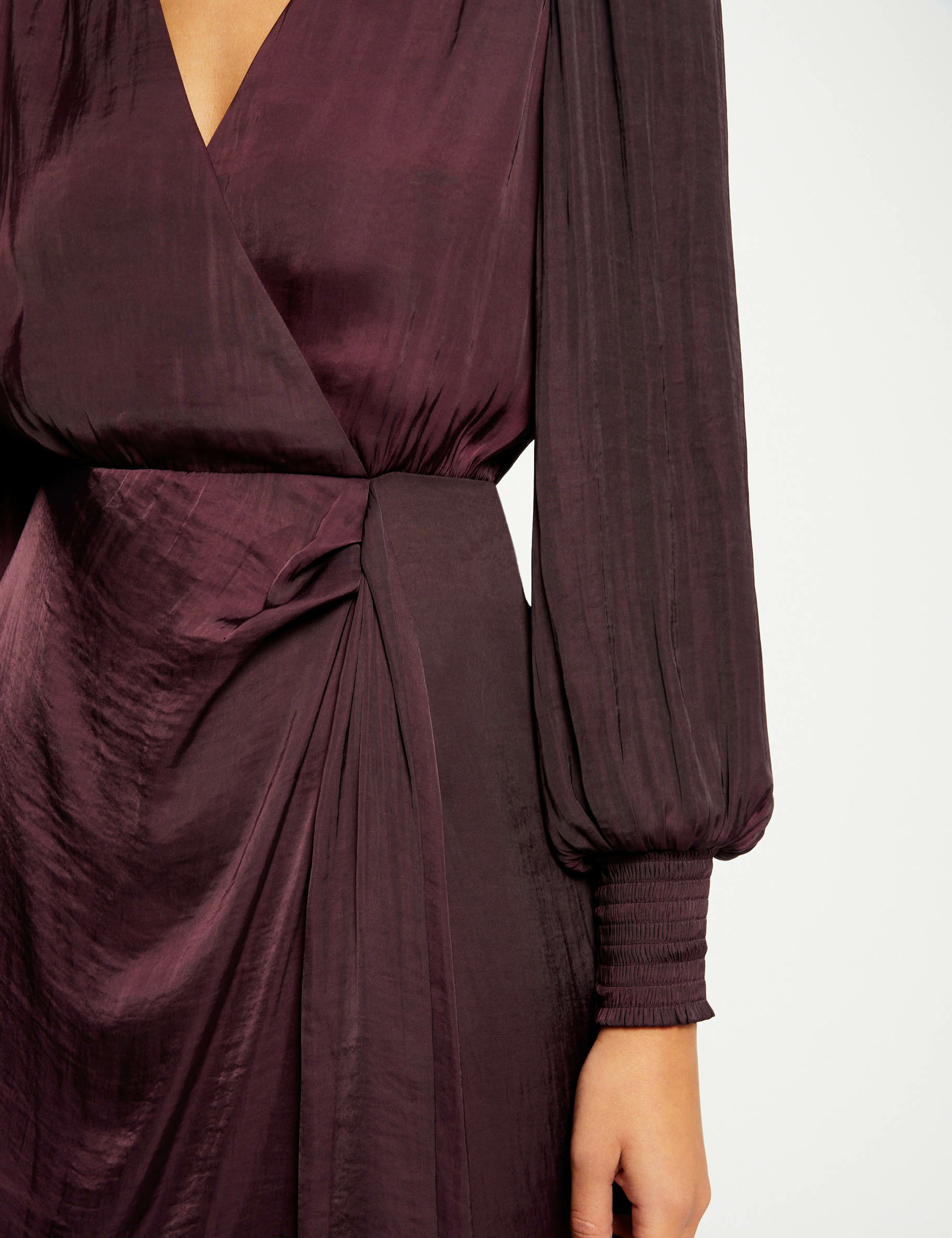 robe cintree drapee satin prune femme Robe cintrée drapée satin prune femme