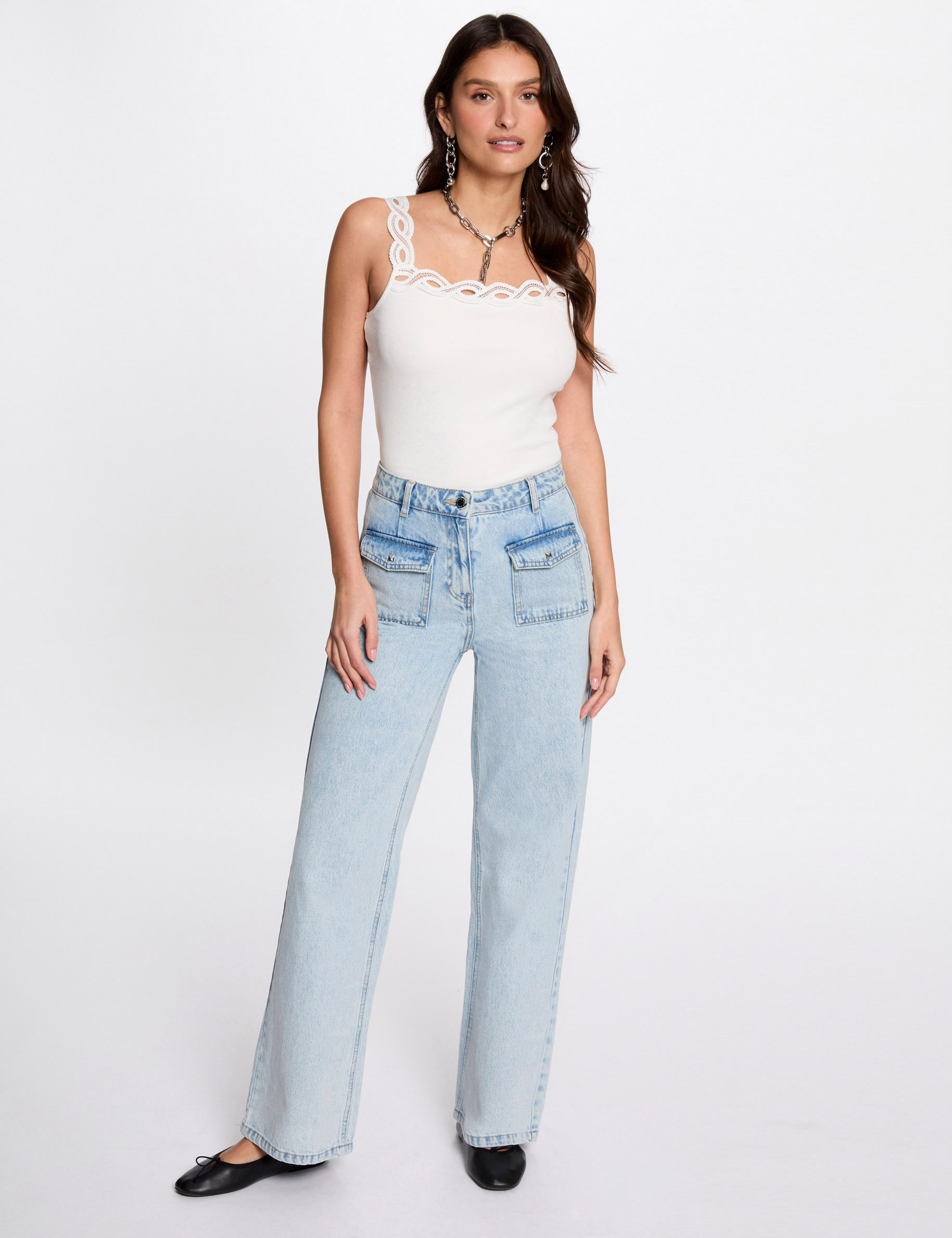 debardeur bretelles larges blanc femme Débardeur bretelles larges blanc femme