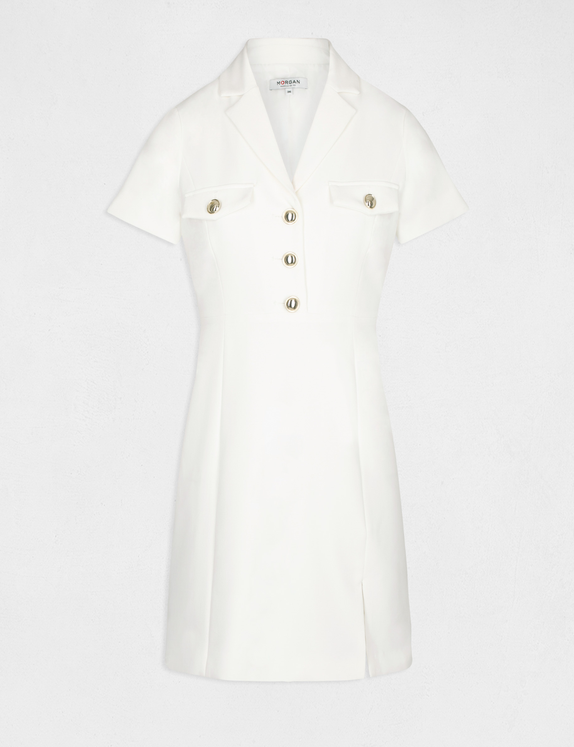 Robe ajustée avec manches courtes ecru femme Robe ajustée avec manches courtes ecru femme