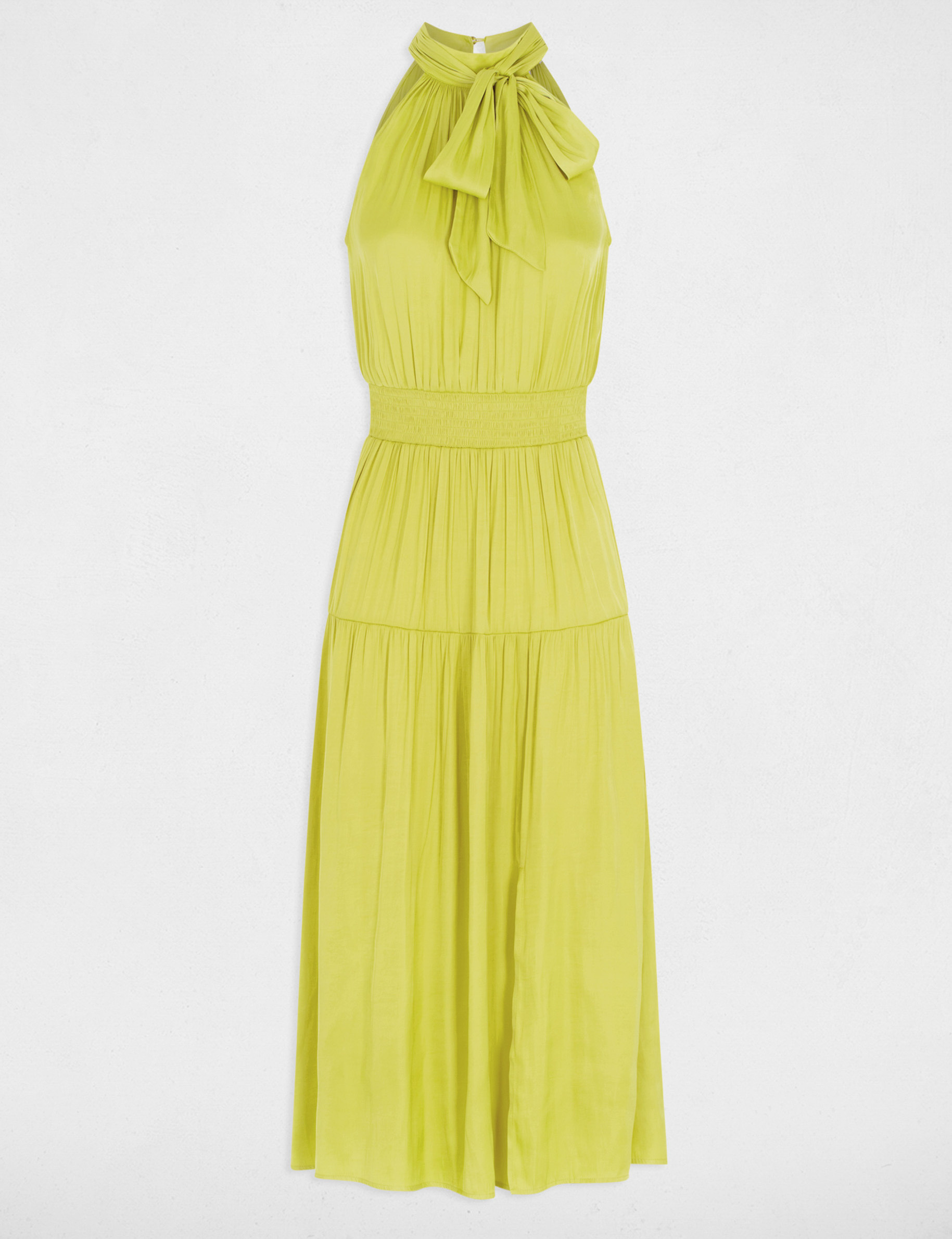 robe longue droite fluide jaune moyen femme Robe longue droite fluide jaune moyen femme