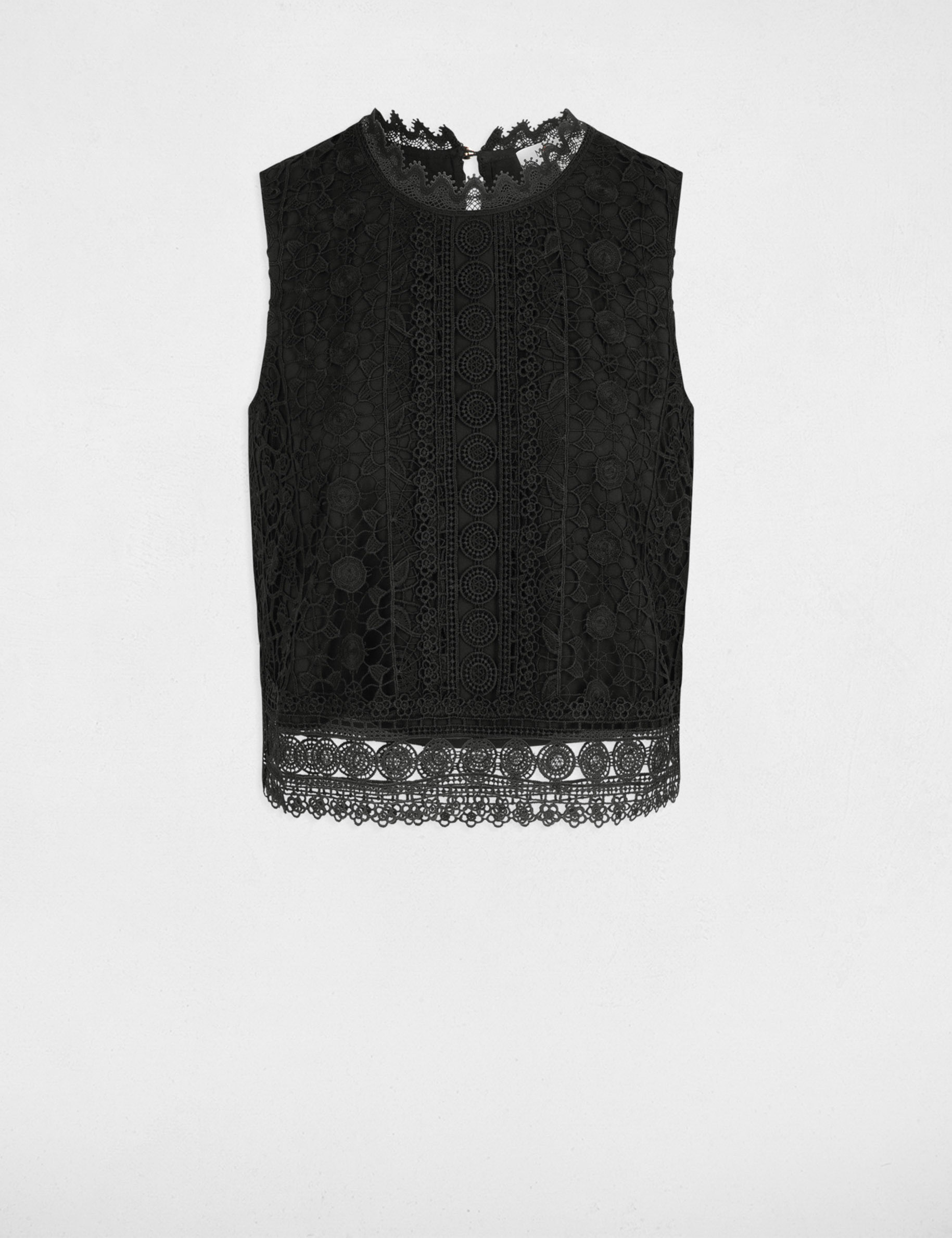 top sans manches dentelle noir femme Top sans manches dentelle noir femme