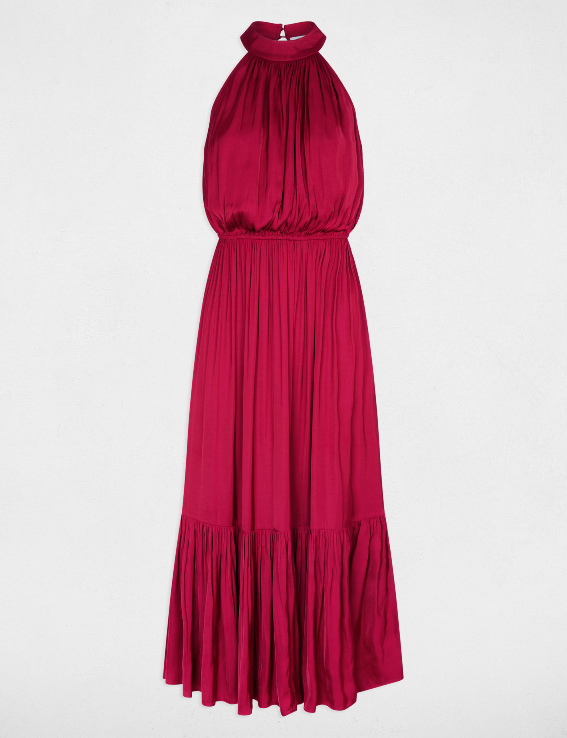 Robe longue &eacute;vas&eacute;e fluide bordeaux femme