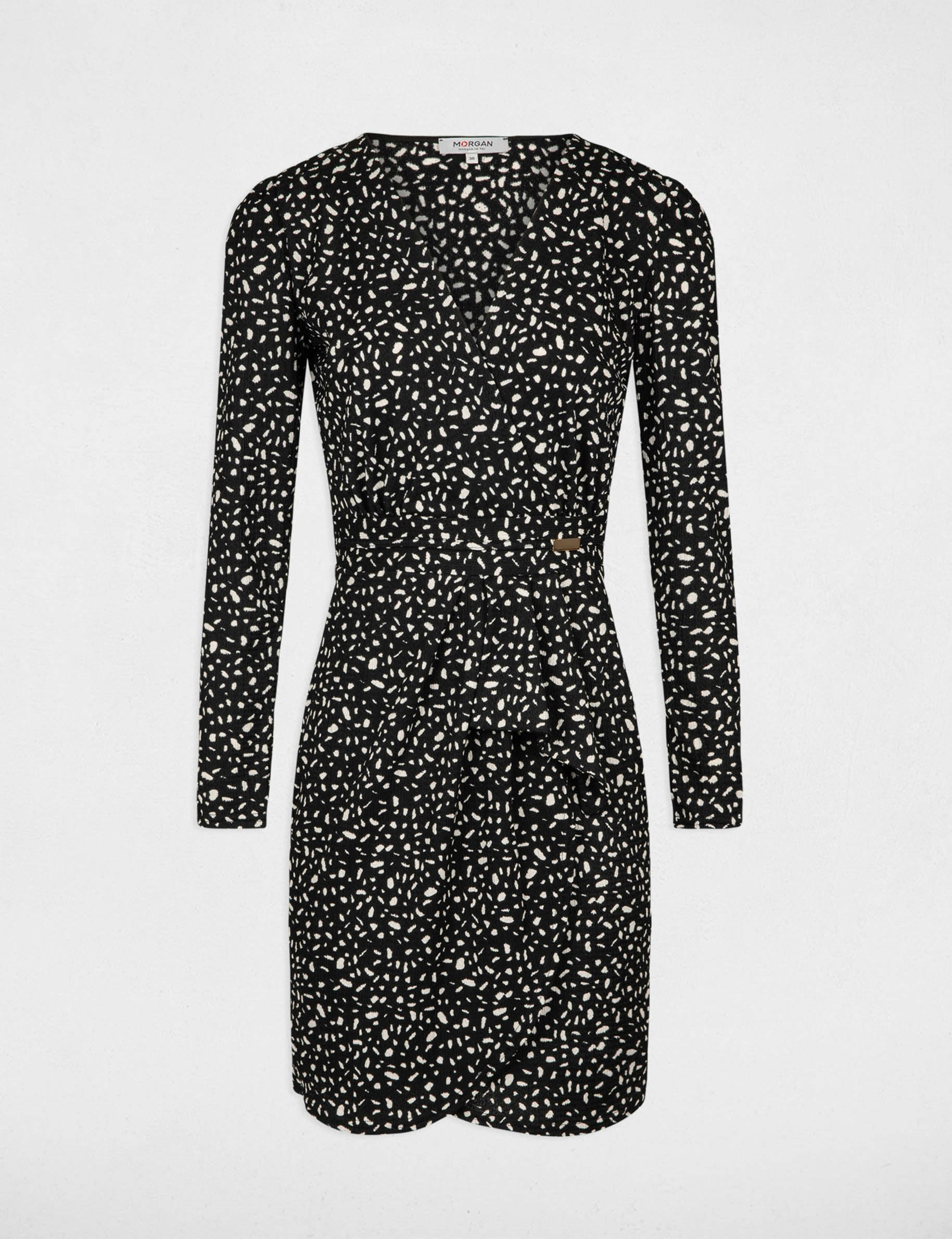 robe courte imprime abstrait noir femme Robe courte imprimé abstrait noir femme