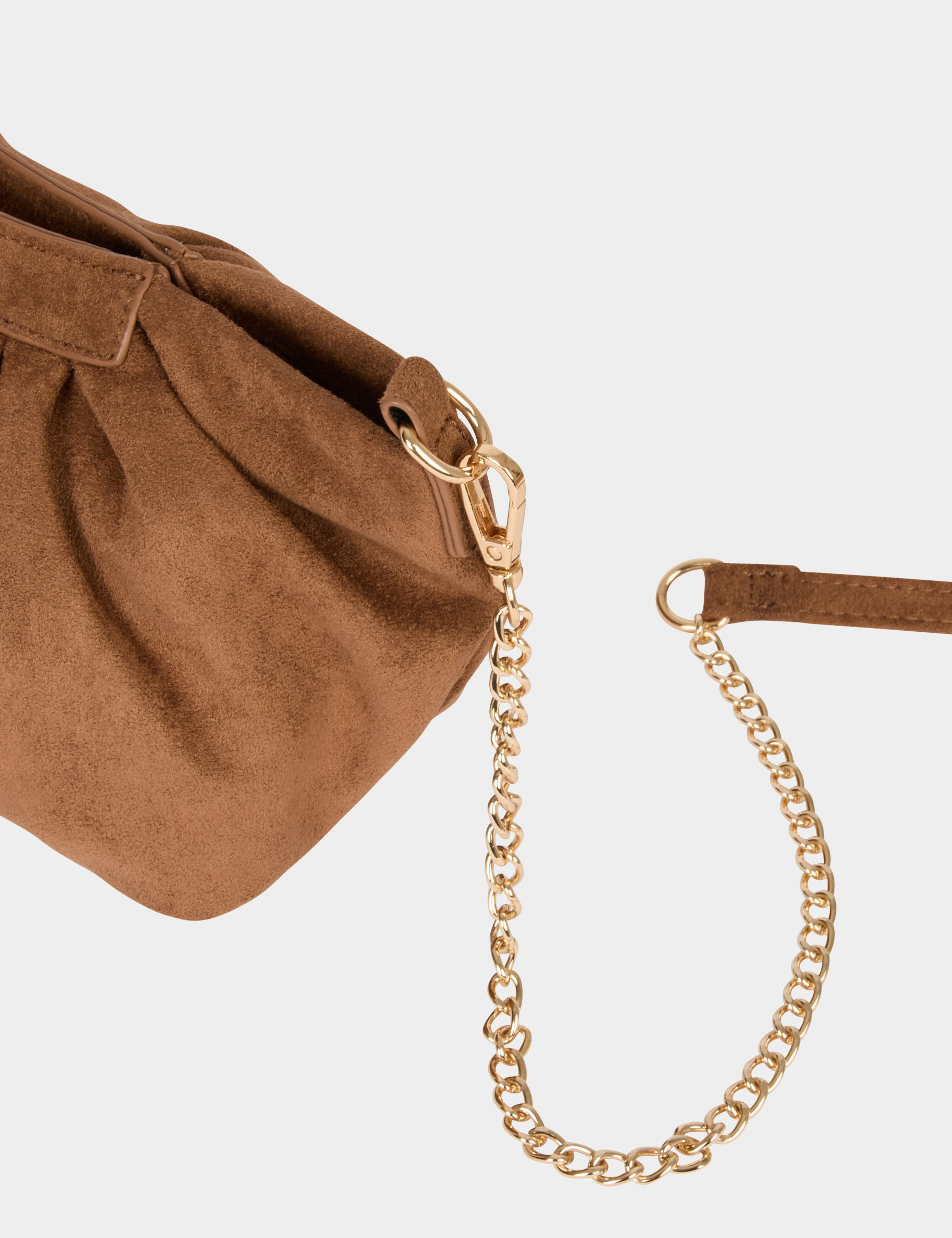 Sac bandouli&egrave;re su&eacute;dine marron cognac femme