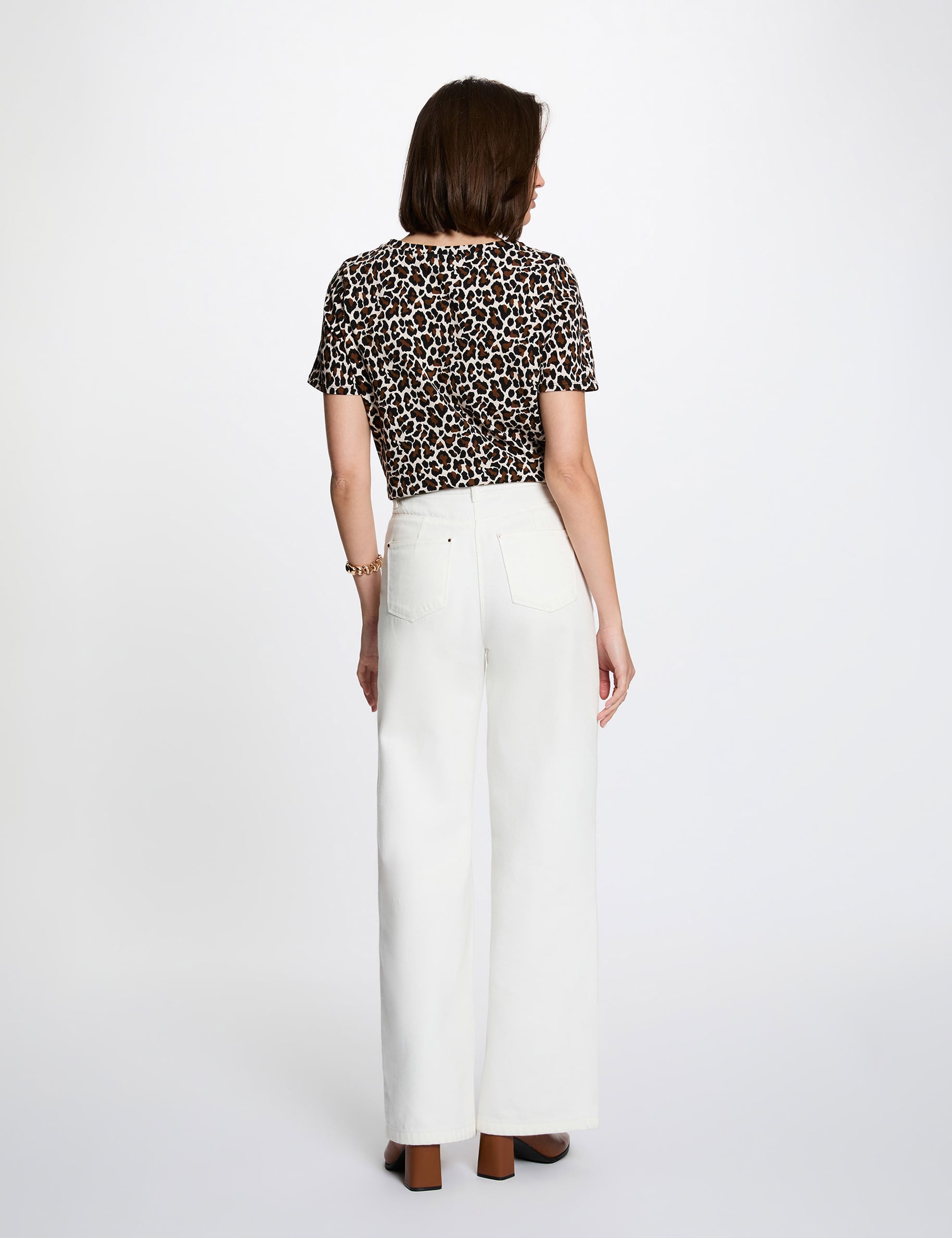 T-shirt droit cropped multicolore femme