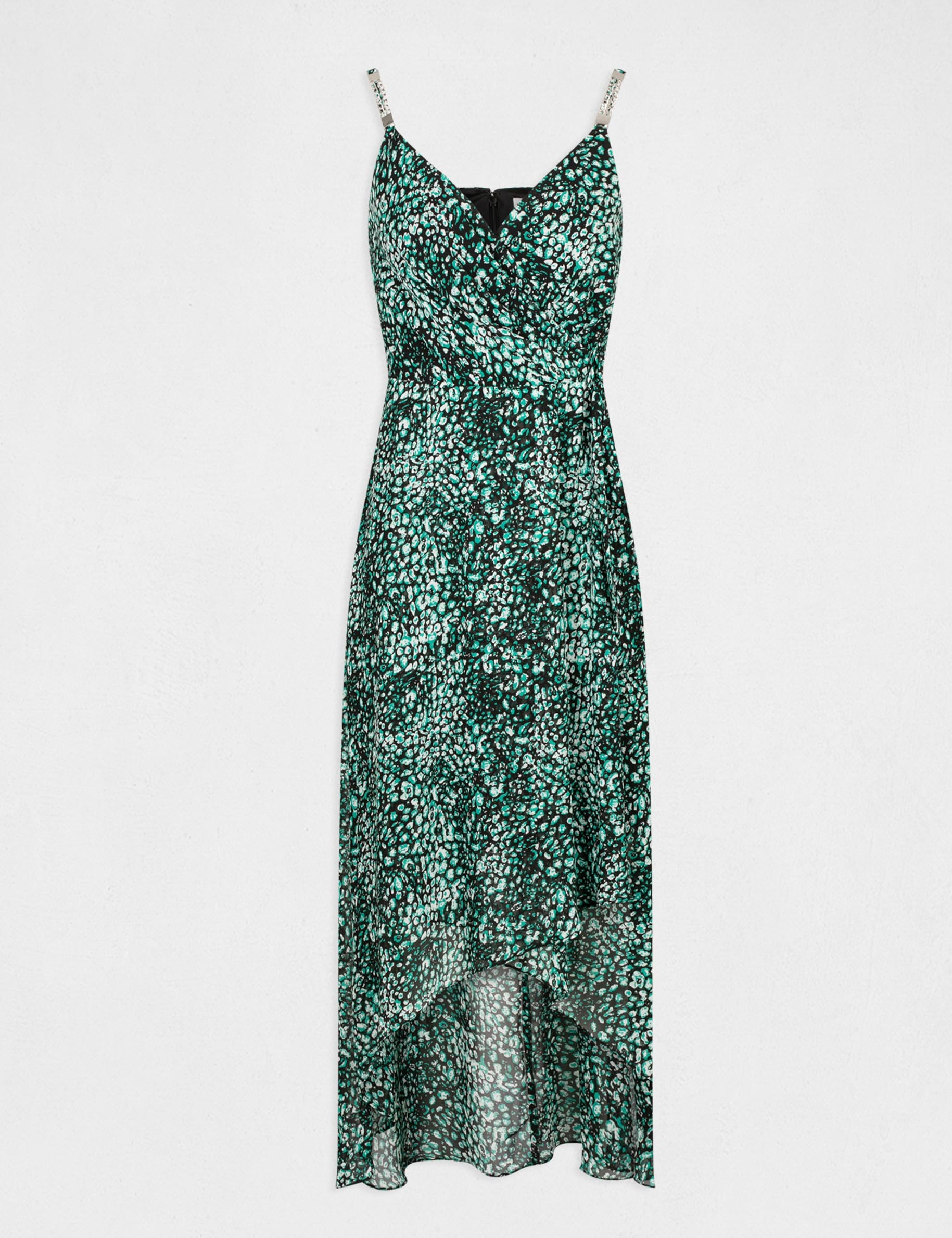 Robe midi évasée imprimé floral vert femme Robe midi évasée imprimé floral vert femme