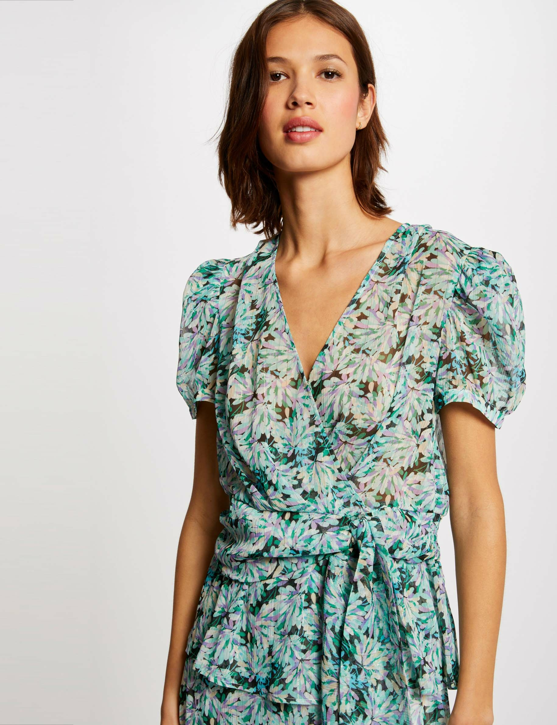 Blouse manches courtes imprimé floral multico femme Blouse manches courtes imprimé floral multico femme