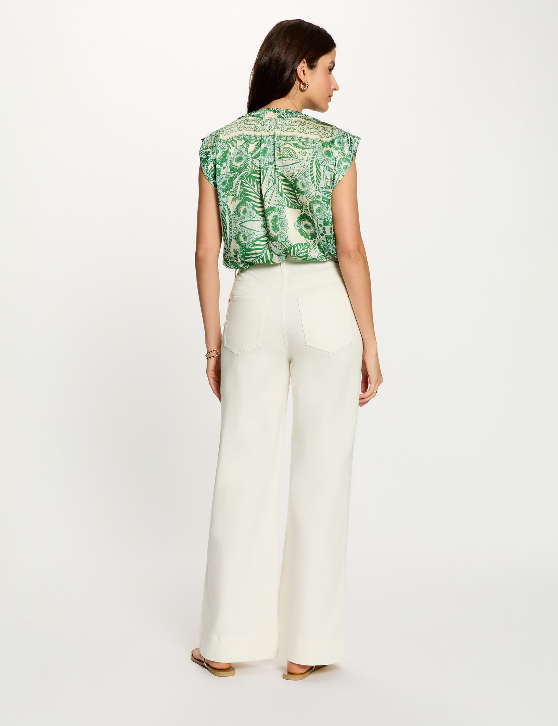Blouse sans manches col v multicolore femme