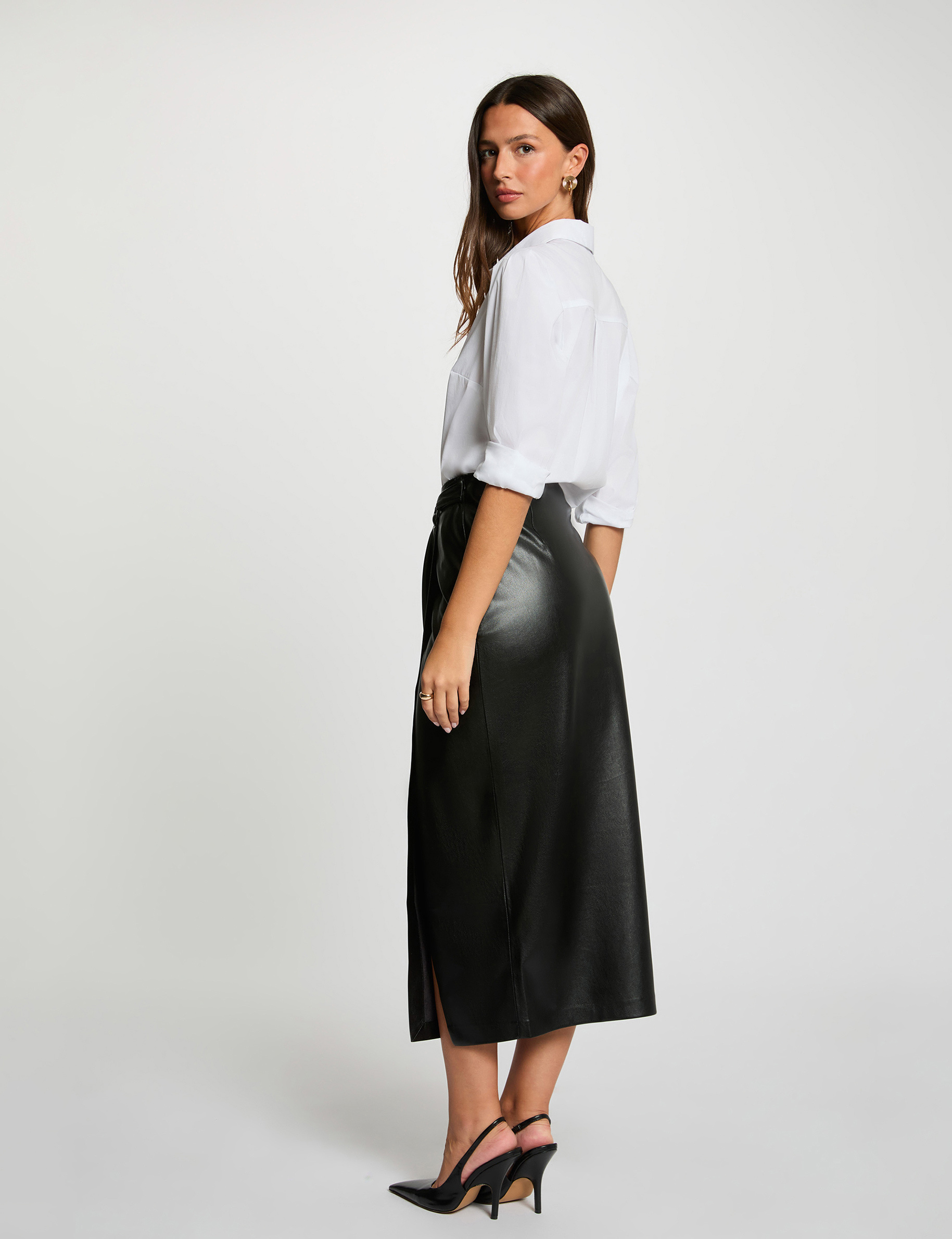 Jupe longue portefeuille noir femme