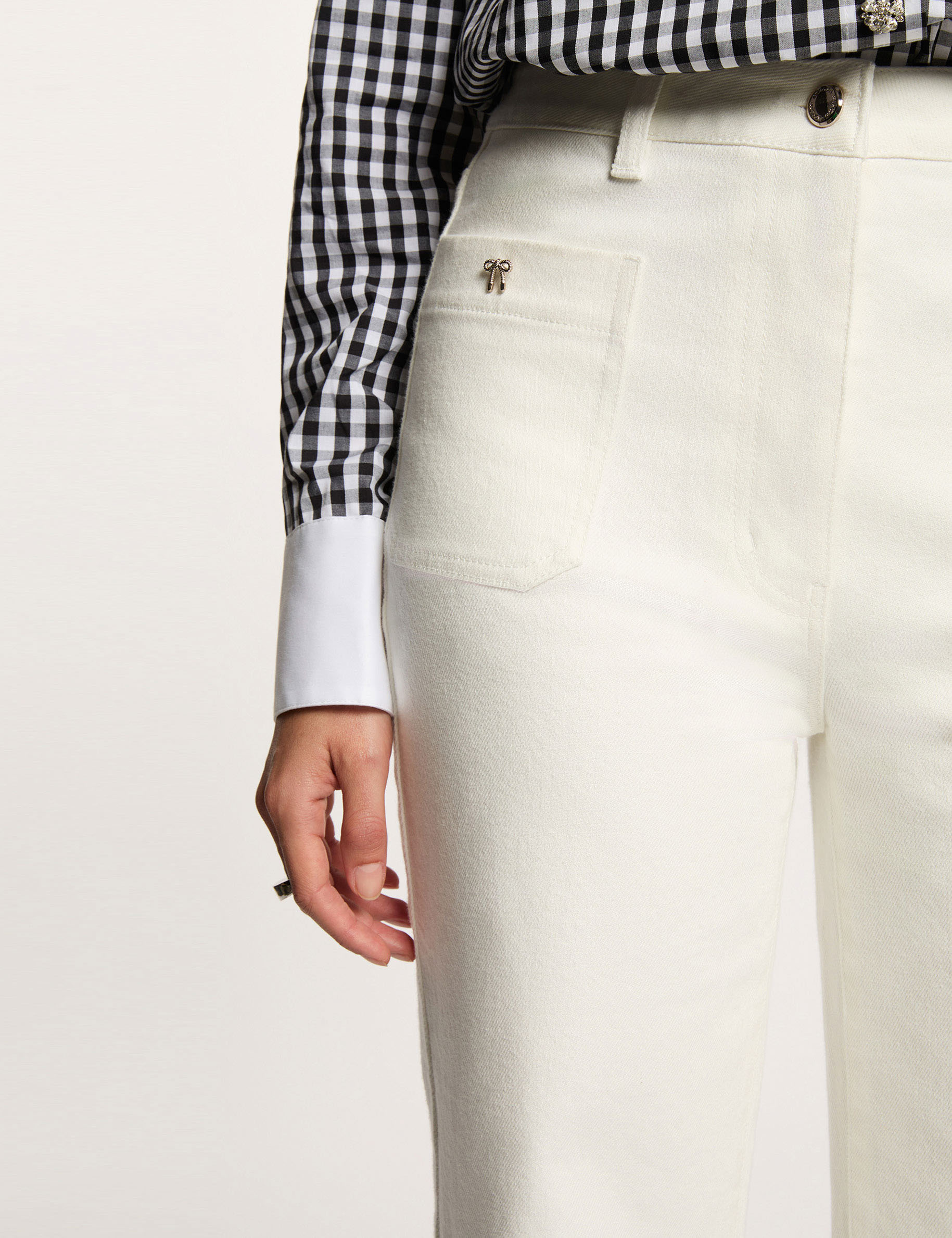 Jean large 7/8 blanc femme