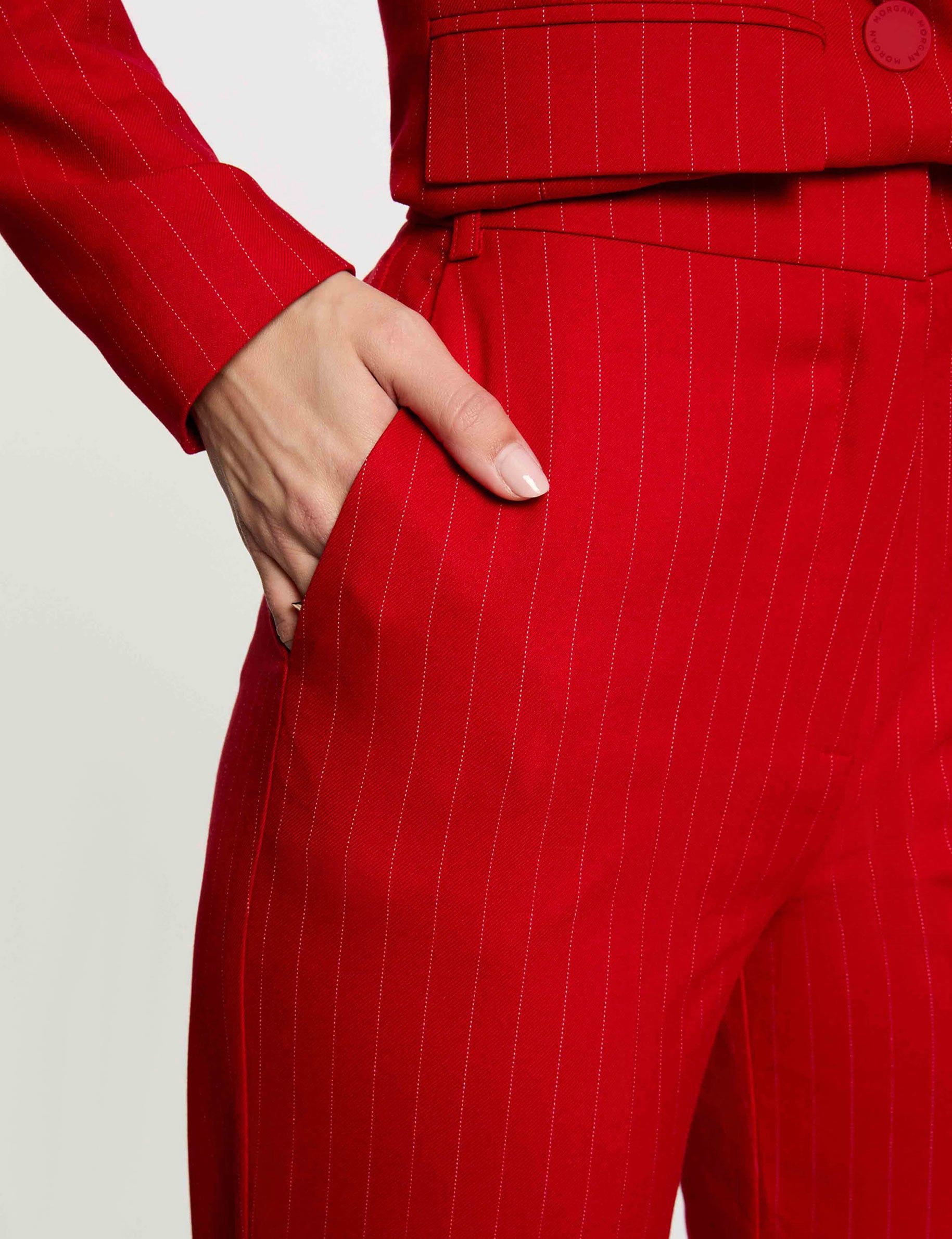 Pantalon Morgan Taille 34 Rouge - Femme, Coton Elasthane, Classique