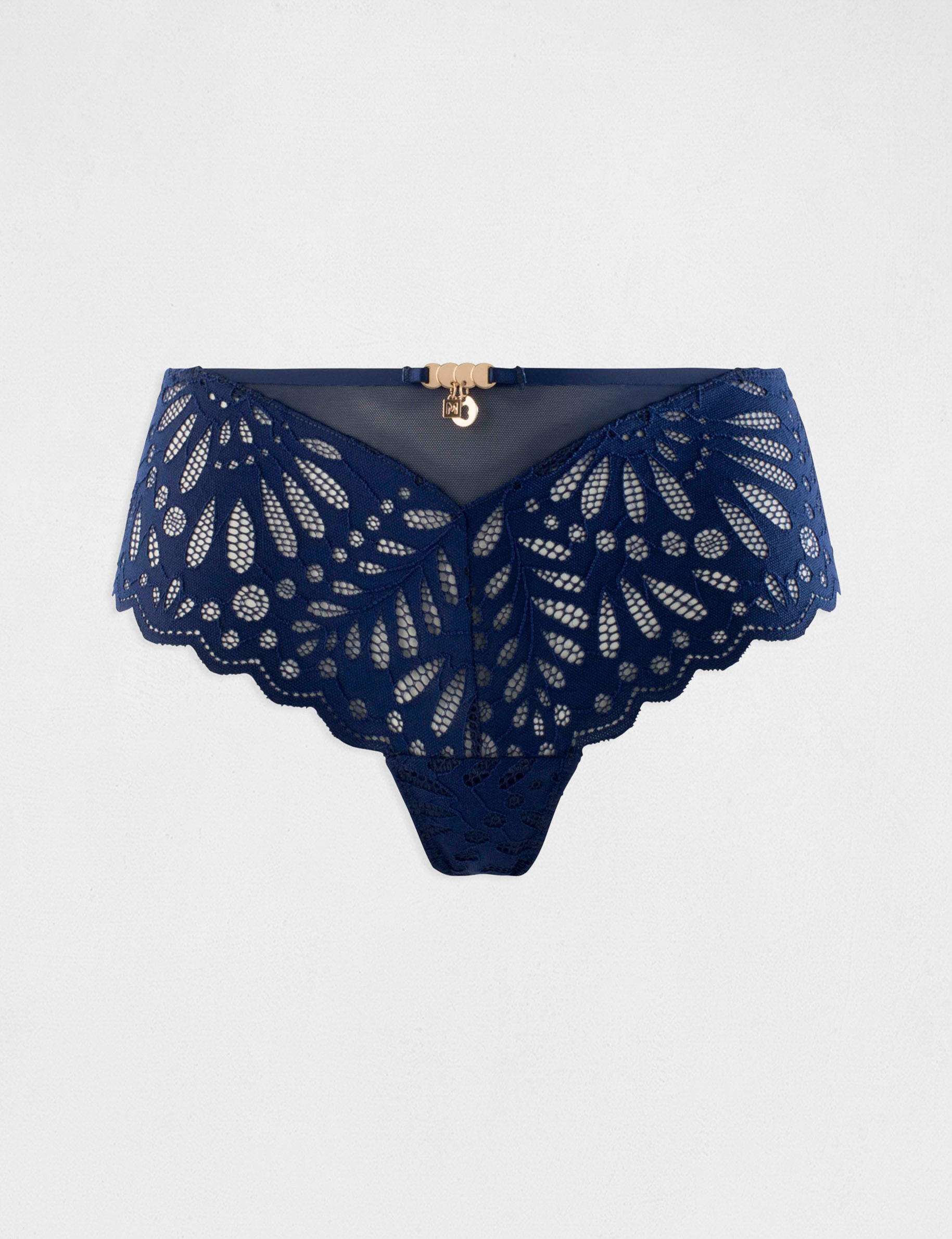 Slip en dentelle marine femme