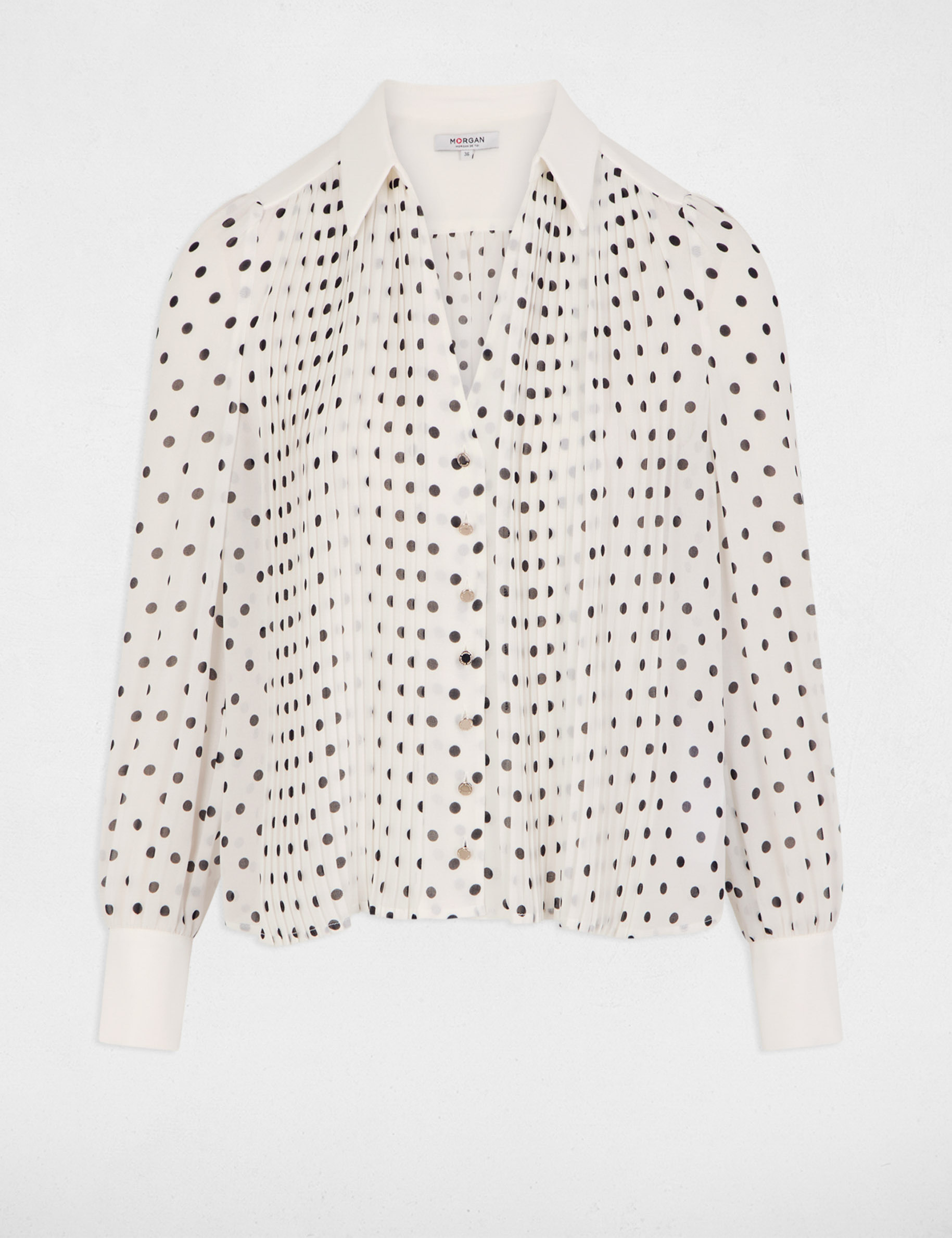 chemise manches longues a pois blanc femme Chemise manches longues à pois blanc femme