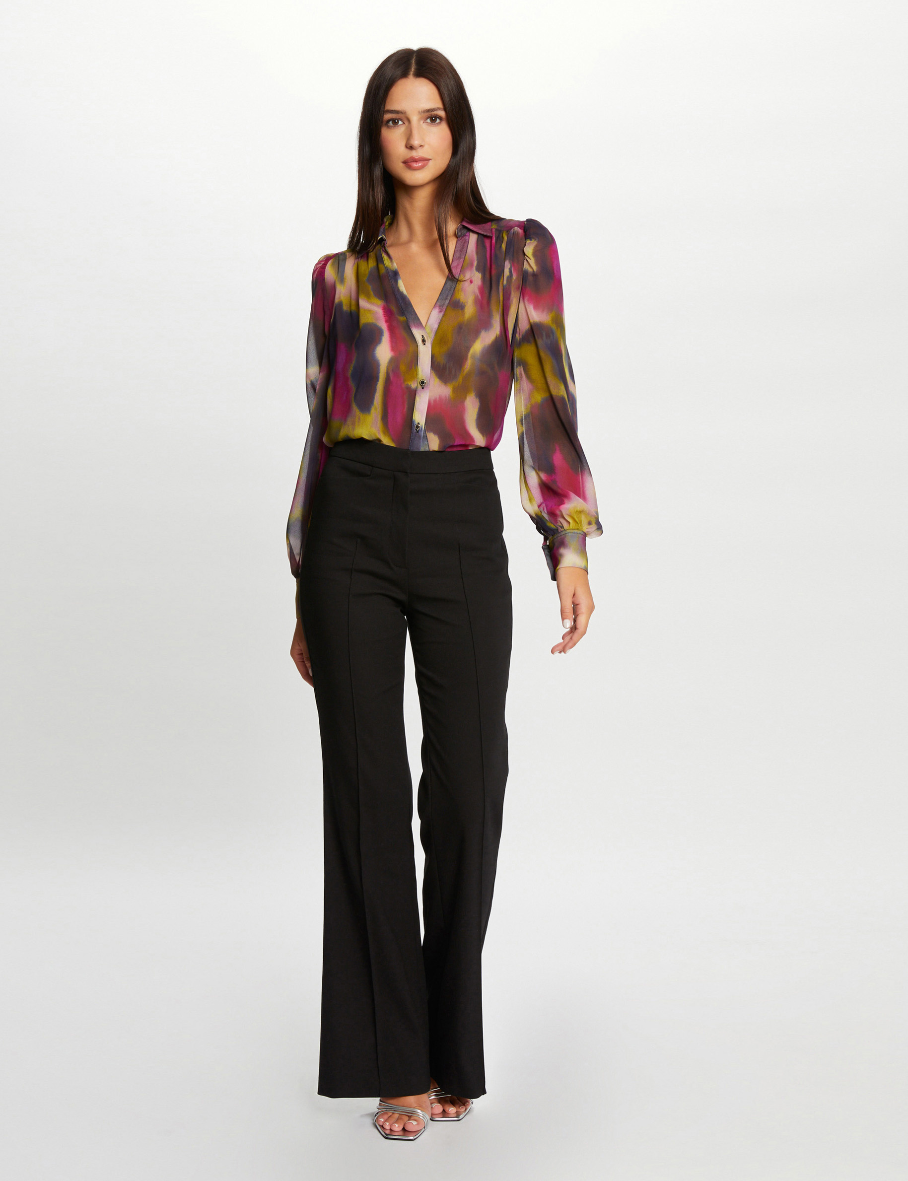 Chemise manches longues imprimé abstrait multico femme