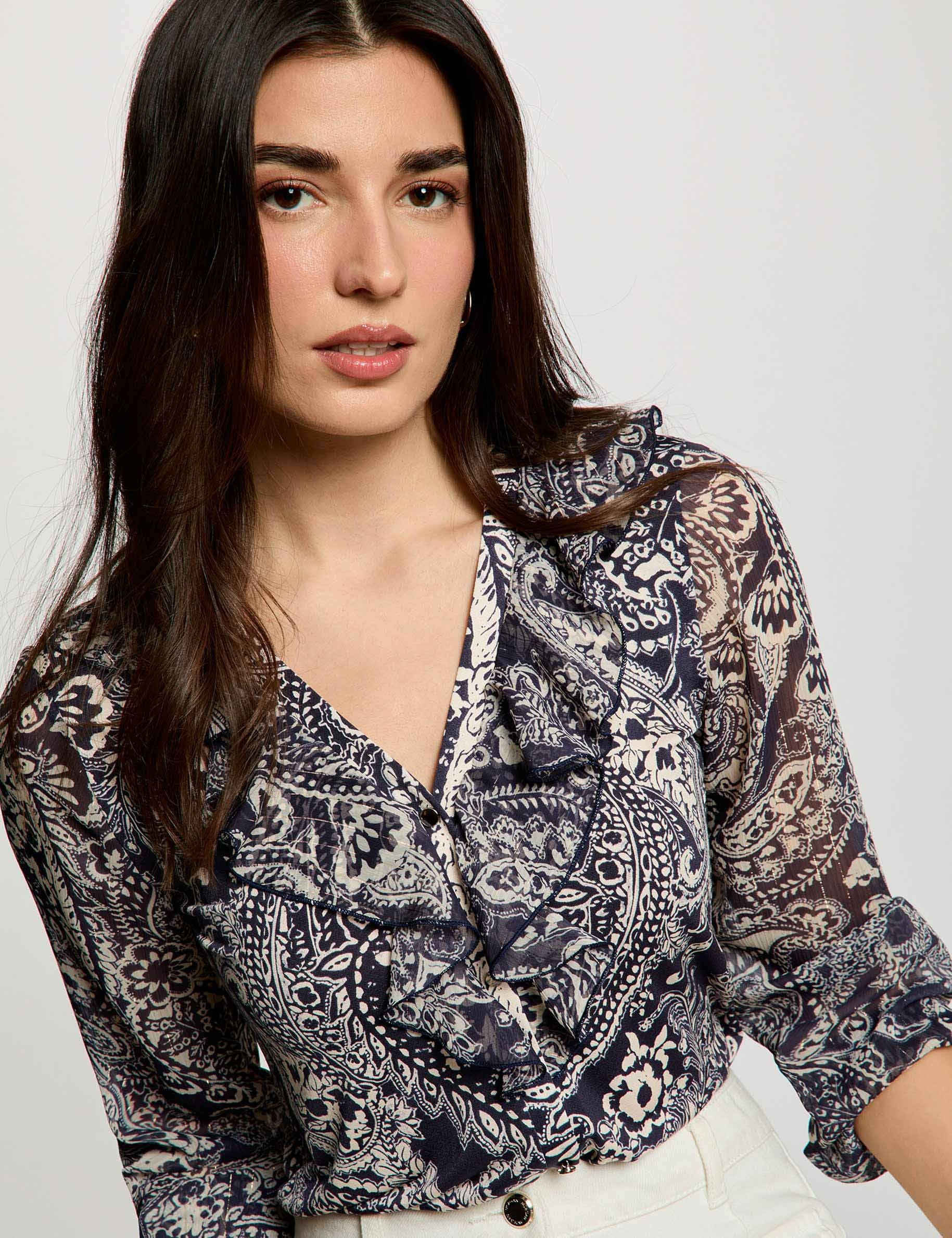 Chemise voile col v blanc femme