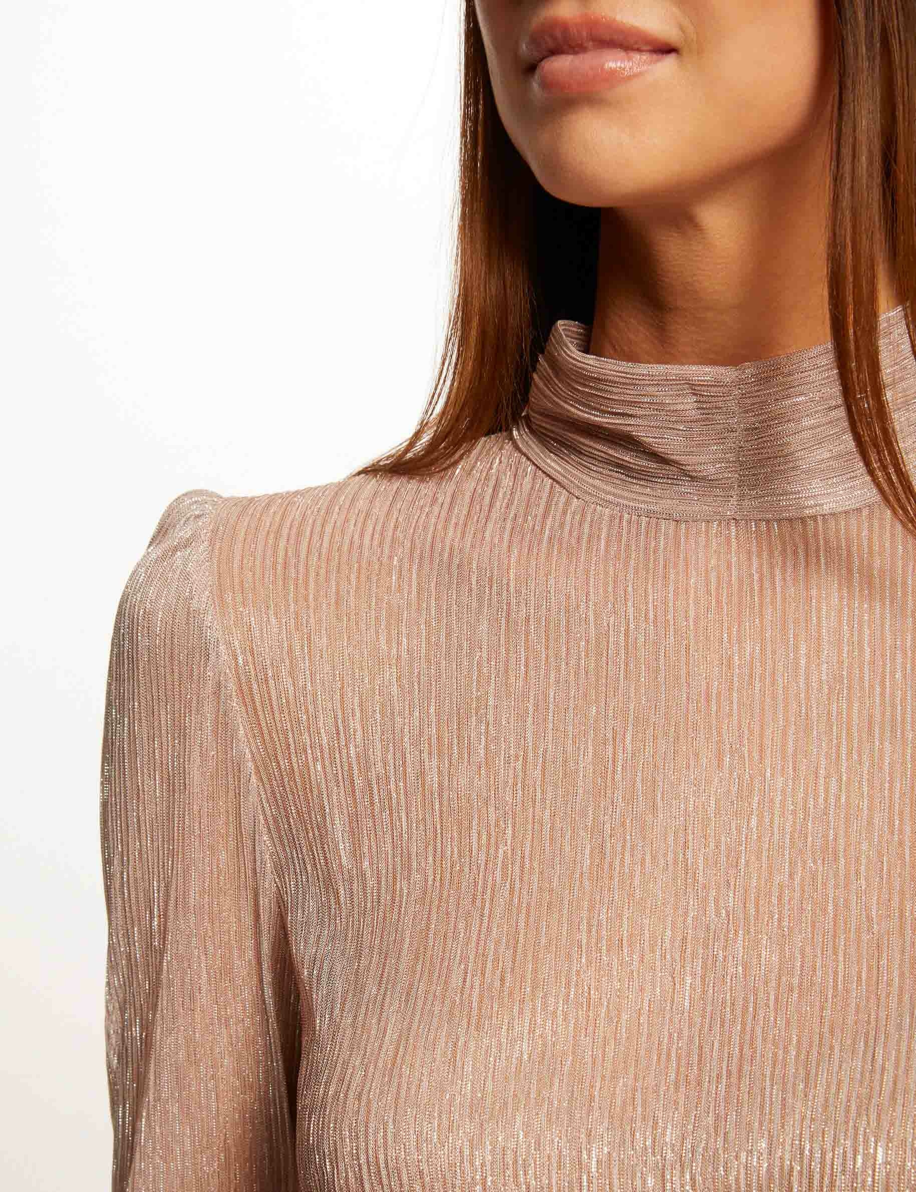 T-shirt manches longues métallisé vieux rose femme