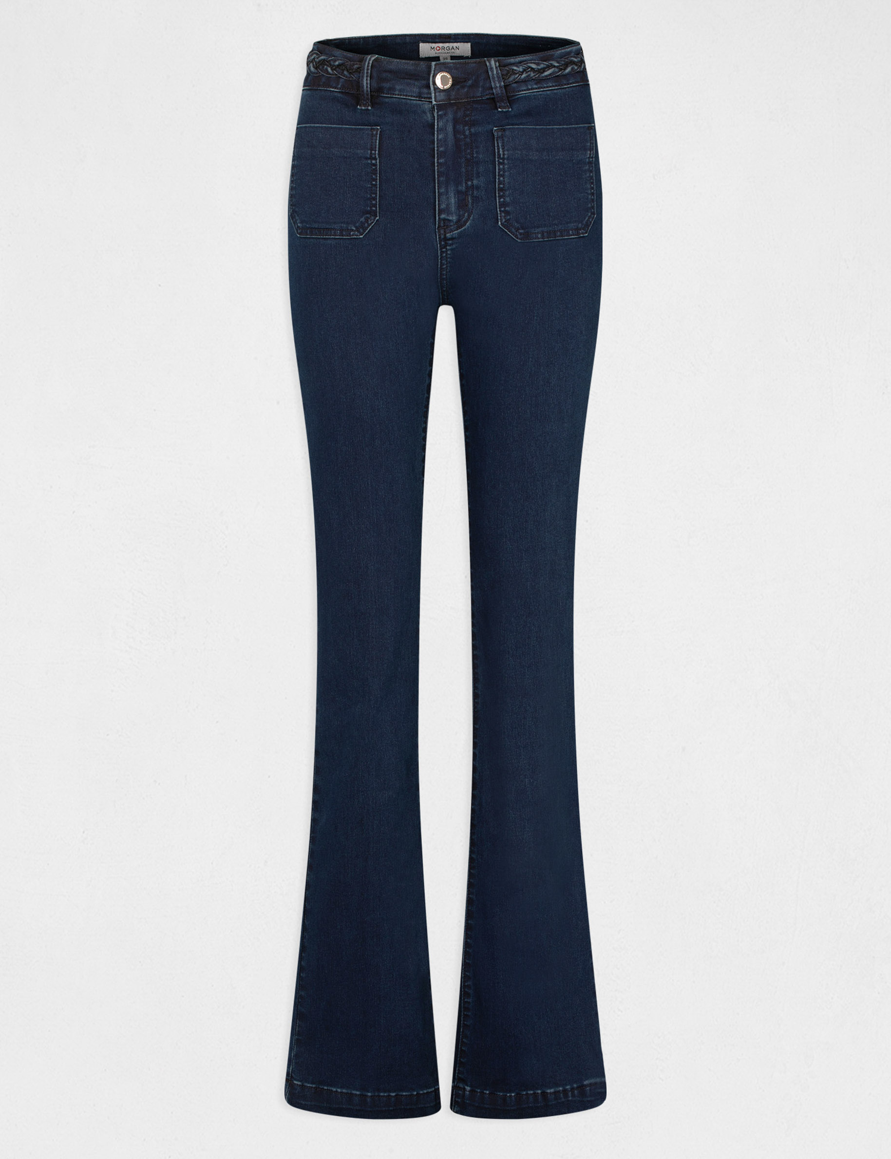 Jeans bootcut avec d&eacute;tails tress&eacute;s jean brut femme