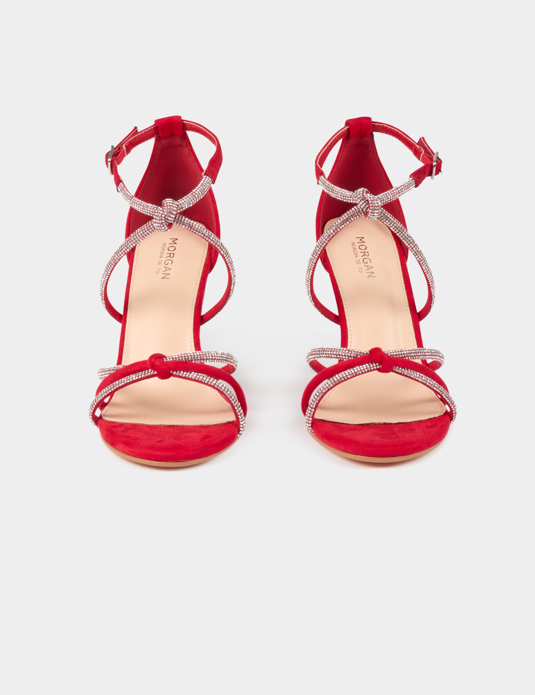 sandales a talons avec brides strass rouge femme Sandales à talons avec brides strass rouge femme