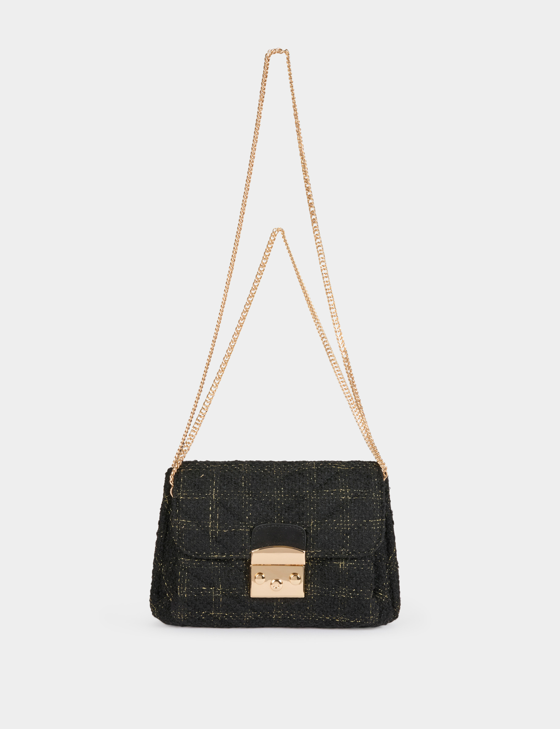 Pochette Clutch Harris Tweed Avec Chaîne Amovible - Couleur Orange - Two By Two - Neuf