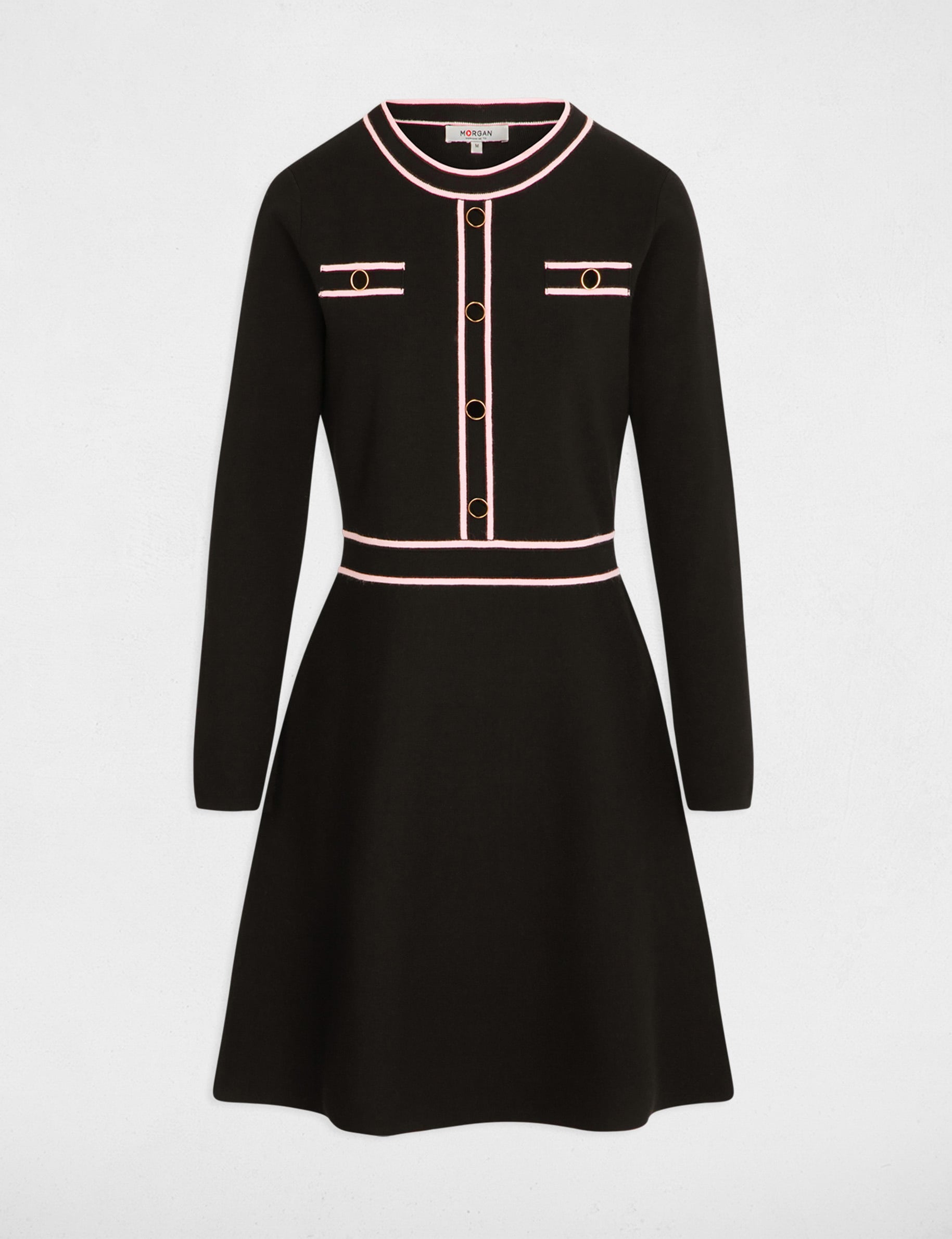 Robe tricot courte ajust&eacute;e noir femme