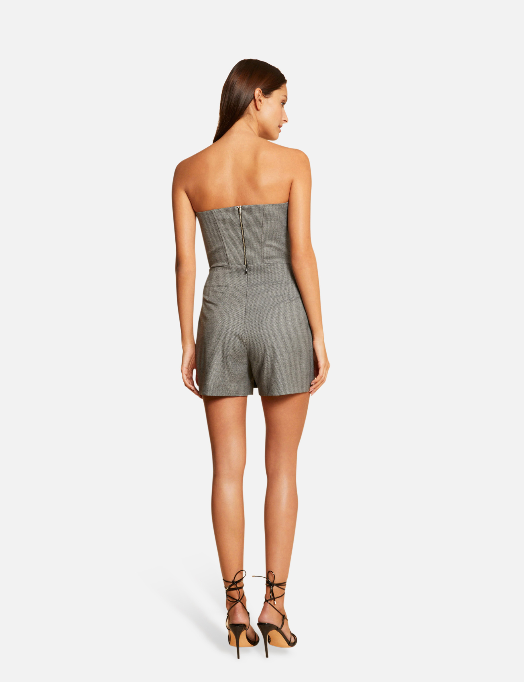 Jupe-short droite à carreaux gris moyen femme Jupe-short droite à carreaux gris moyen femme