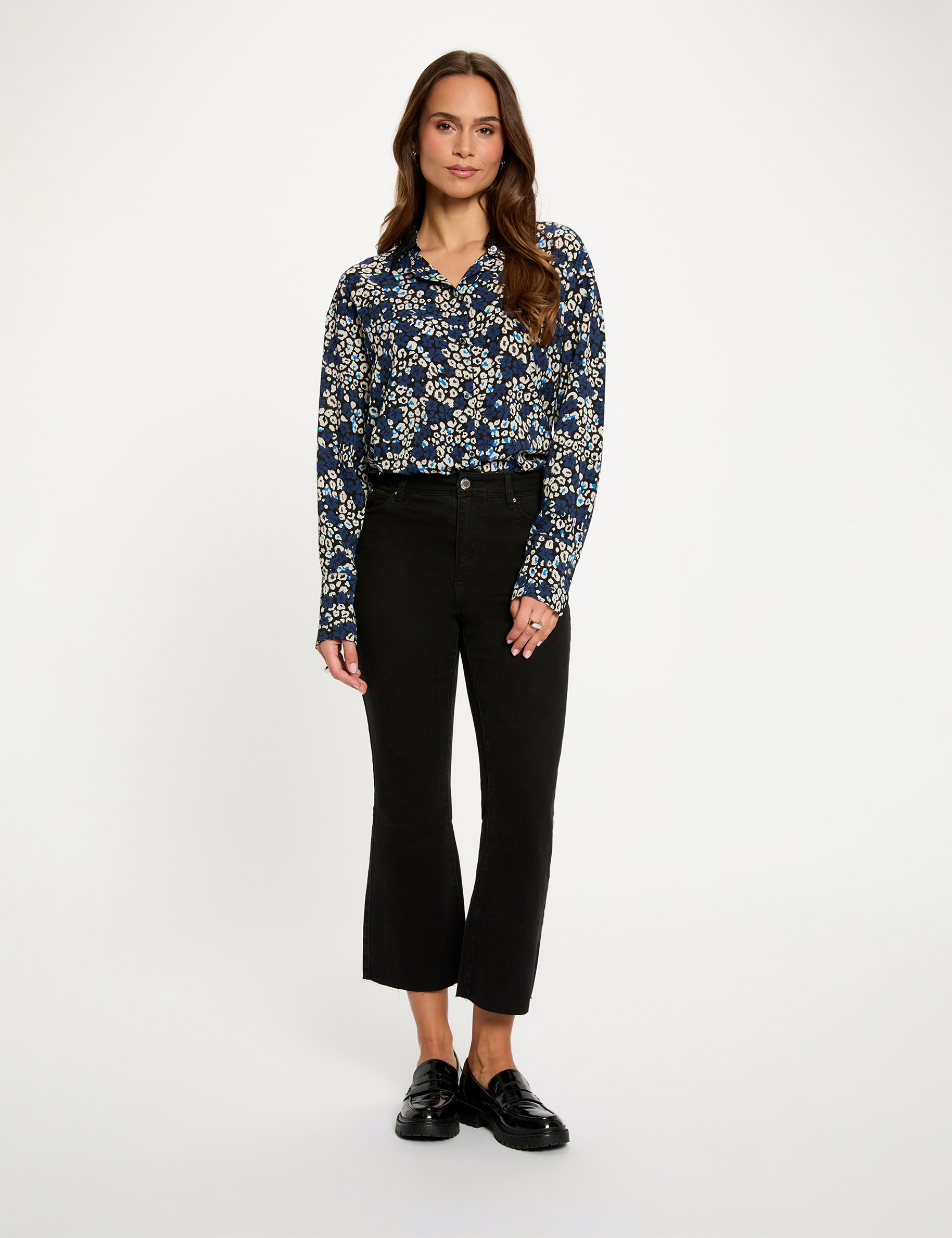 Chemise fluide imprim&eacute;e multicolore femme