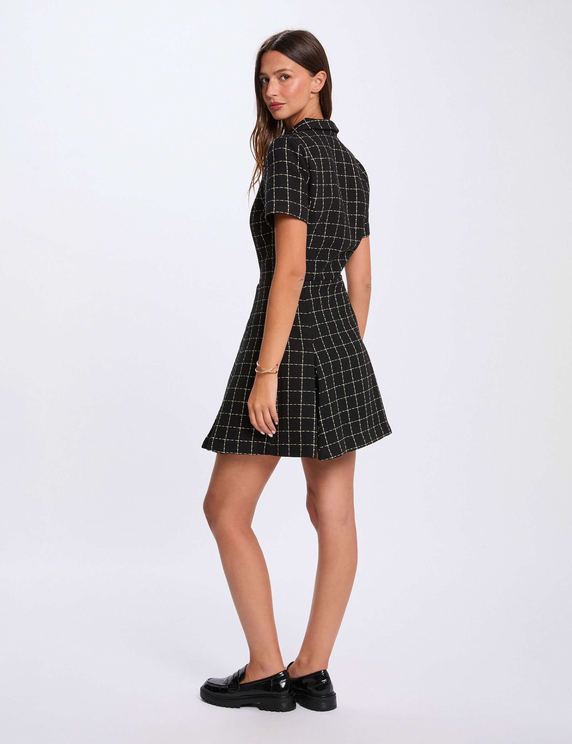 Robe ajust&eacute;e &agrave; plis noir femme