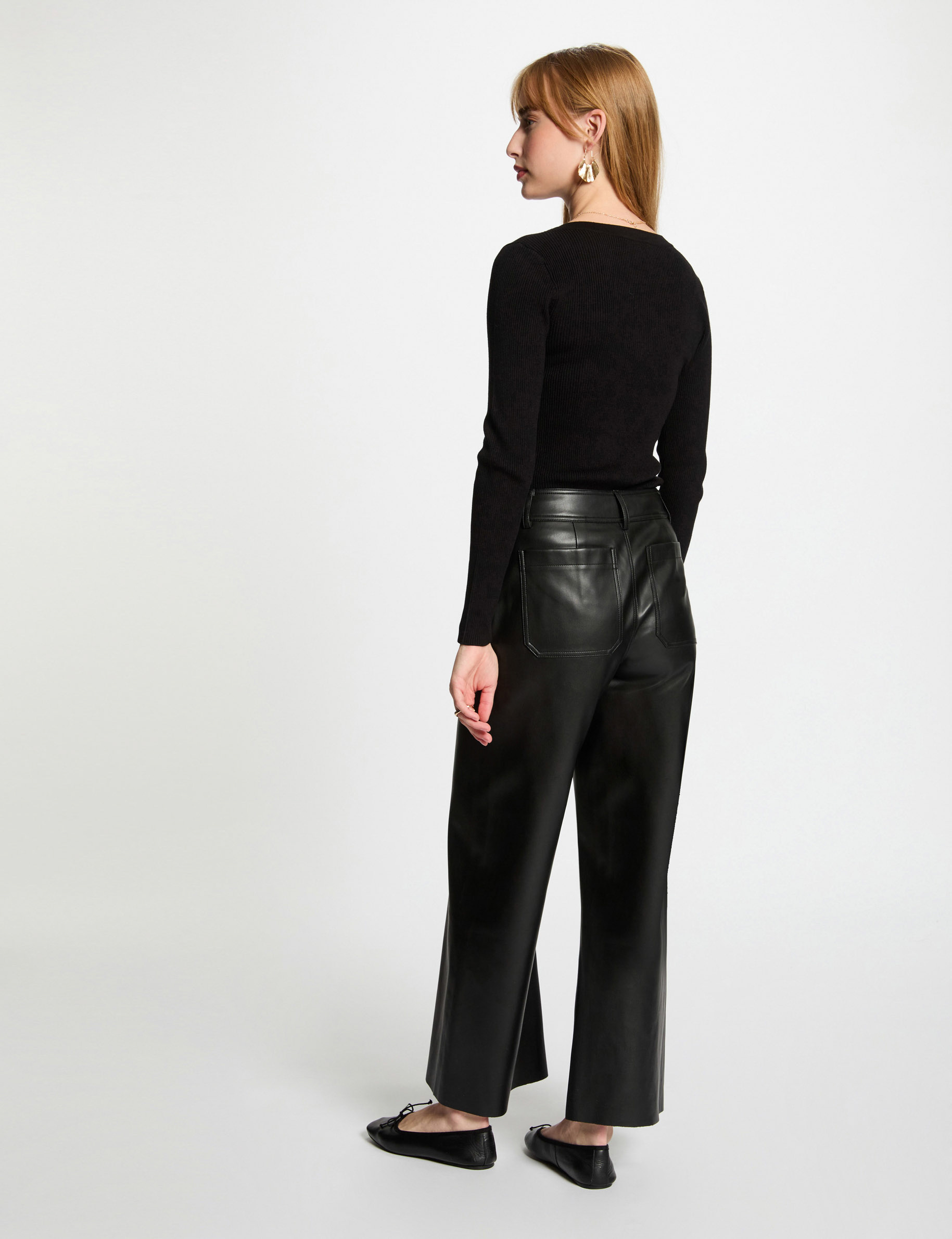 Pull manches longues boutons noir femme