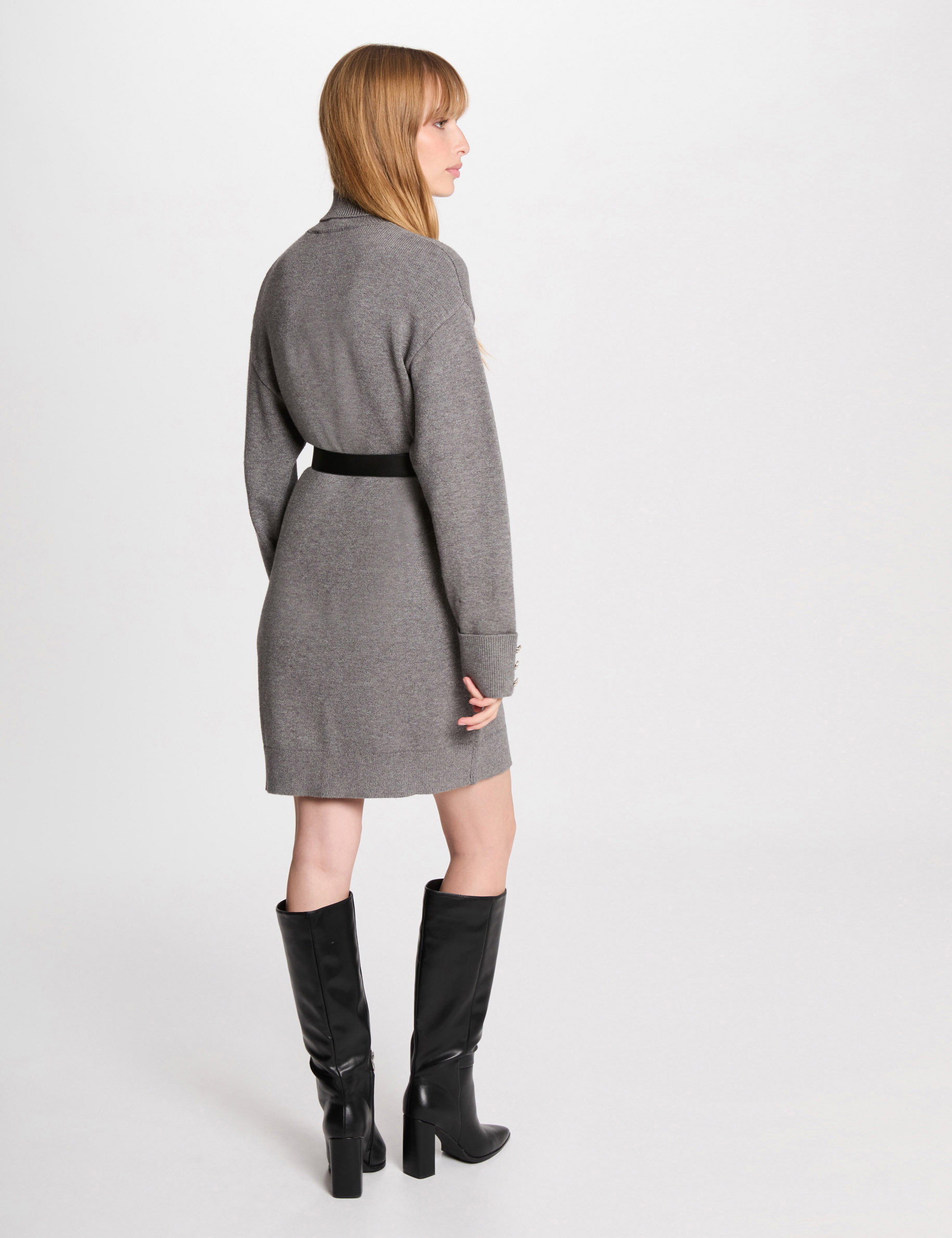 robe tricot courte droite gris clair femme Robe tricot courte droite gris clair femme