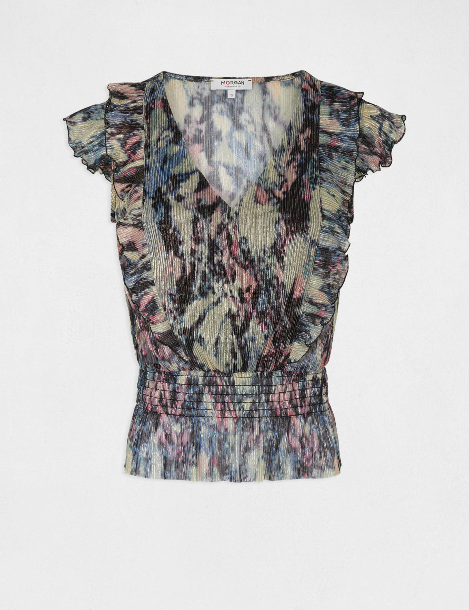T-shirt manches courtes imprimé abstrait multico femme