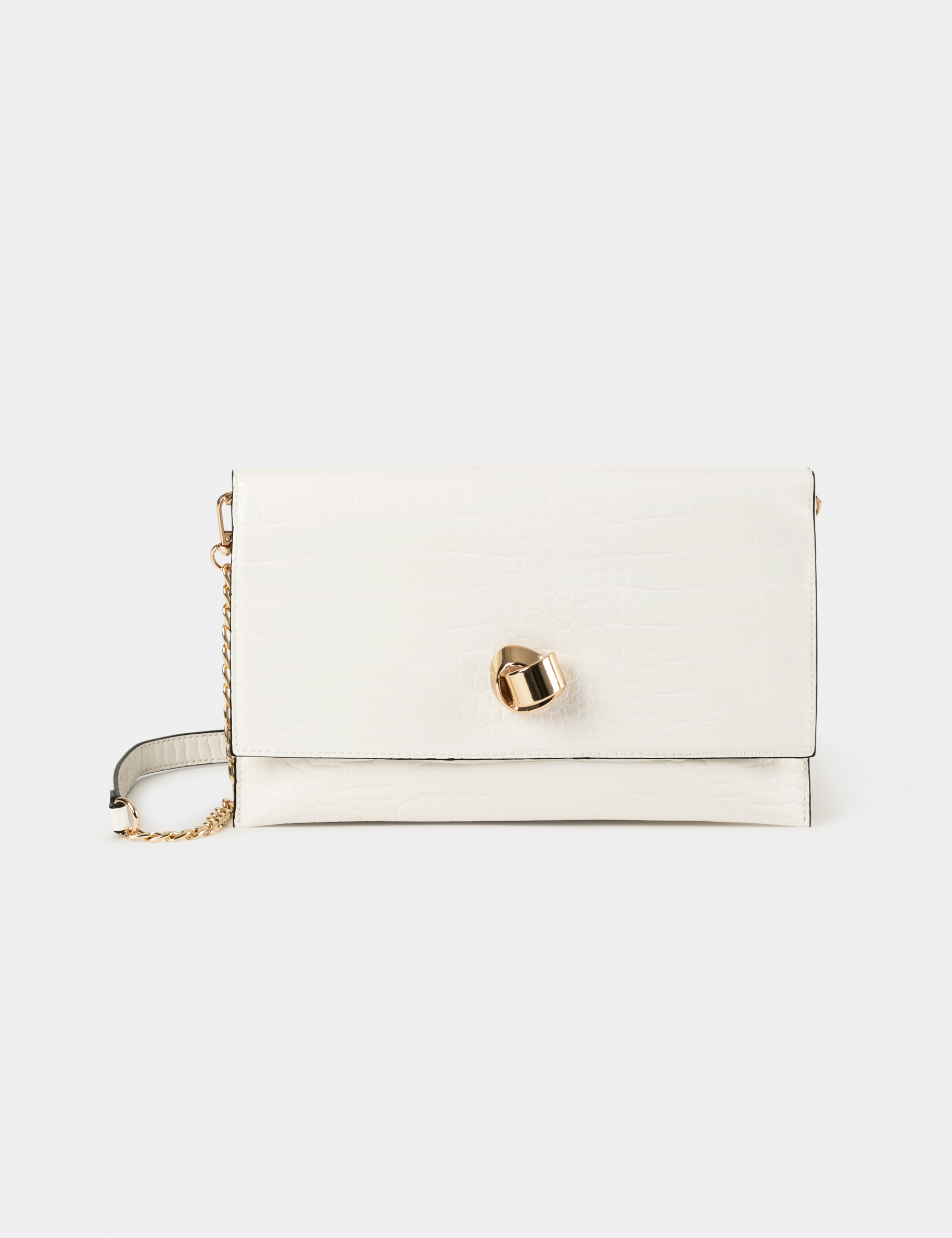 Sac pochette aspect croco blanc femme Sac pochette aspect croco blanc femme