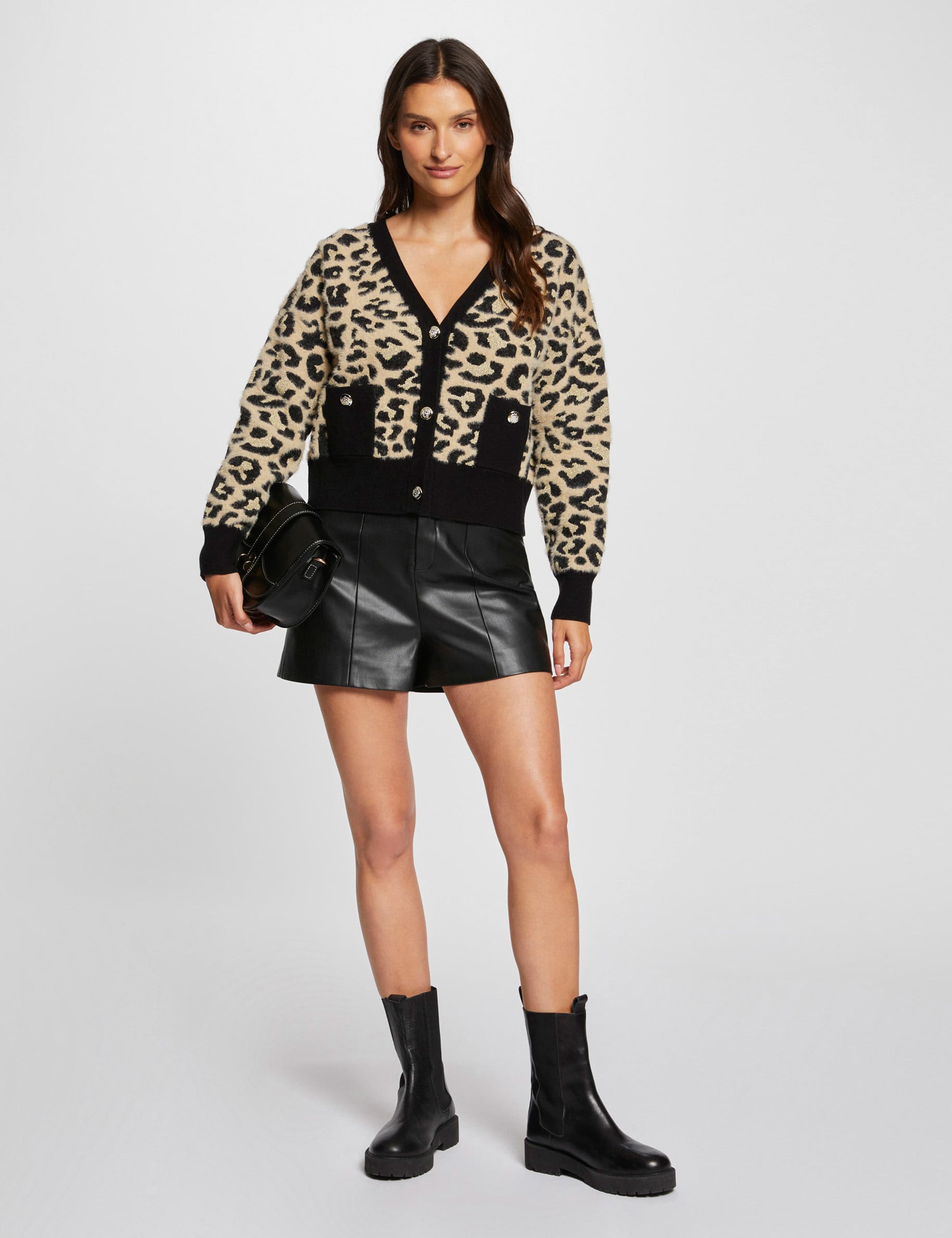 Gilet manches longues imprim&eacute; multicolore femme