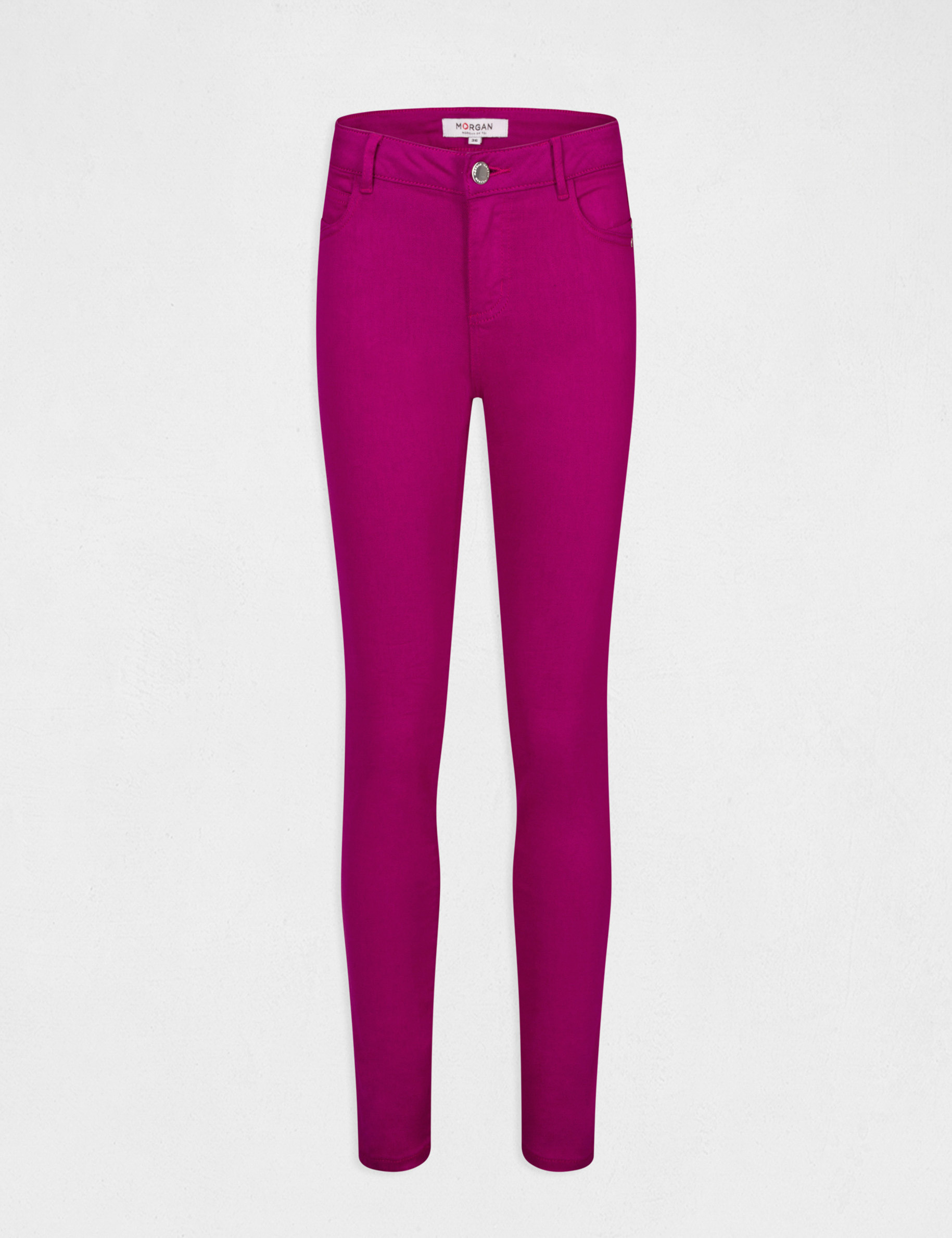 Pantalon skinny taille basse framboise femme Pantalon skinny taille basse framboise femme