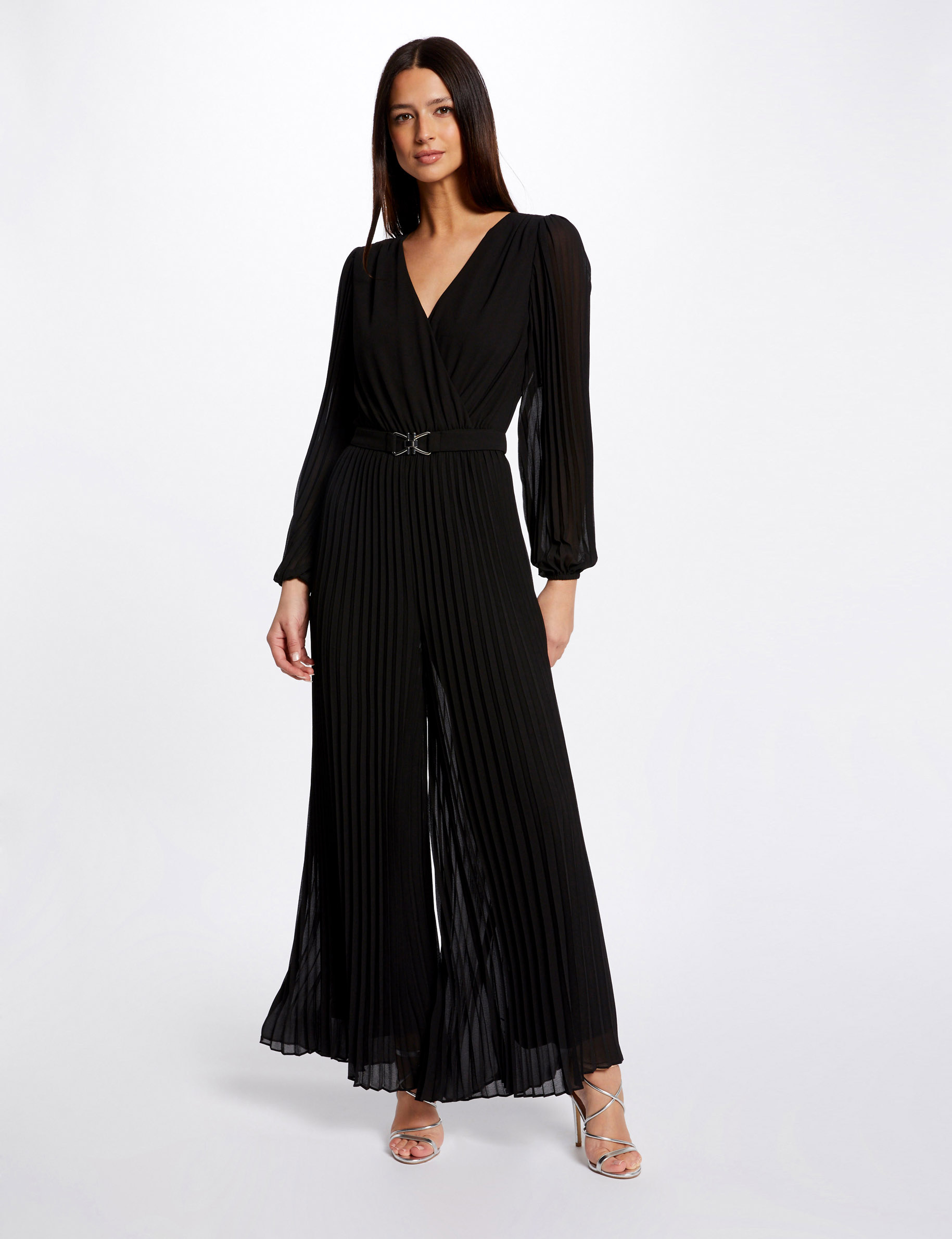 combinaison jambes larges plissee noir femme Combinaison jambes larges plissée noir femme