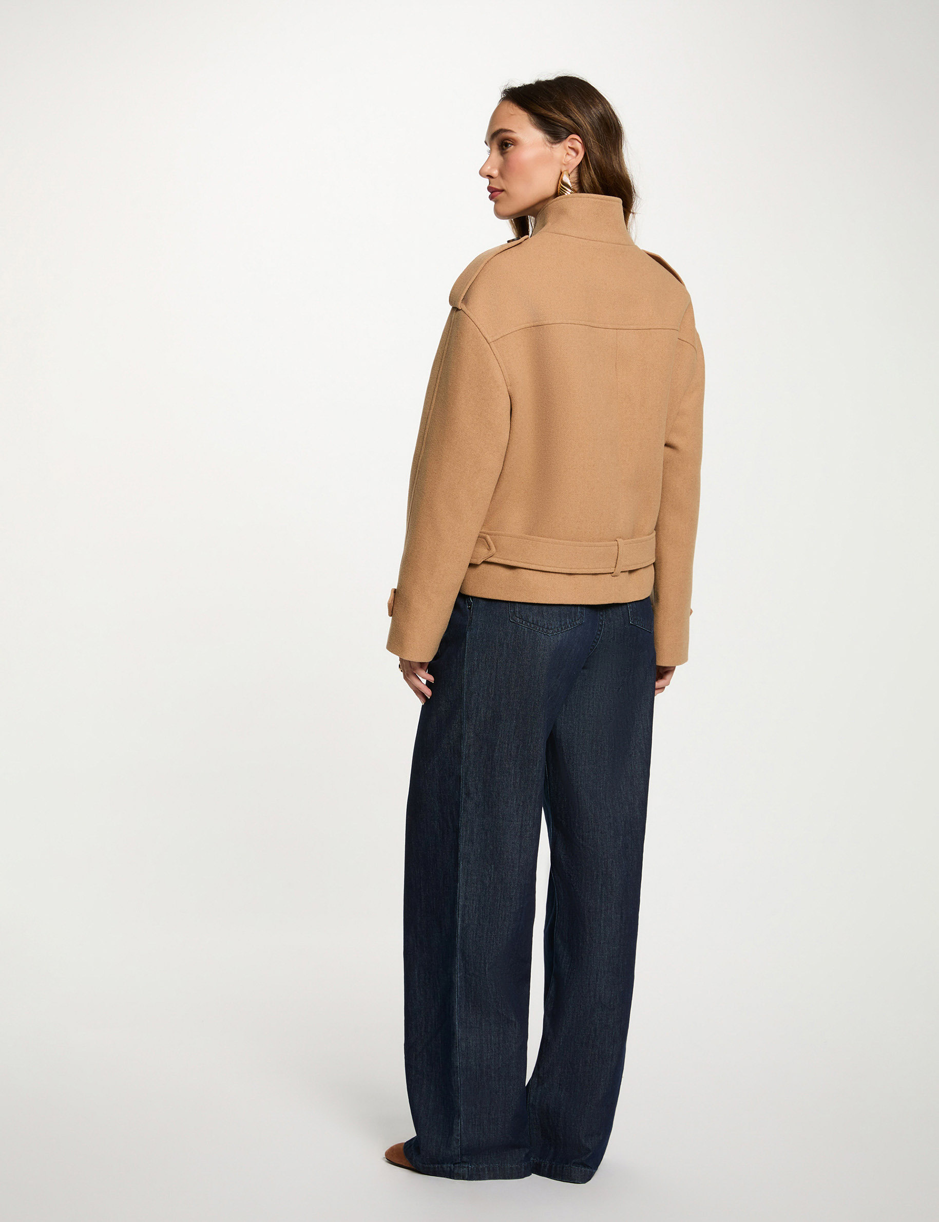 Manteau court oversize beige femme