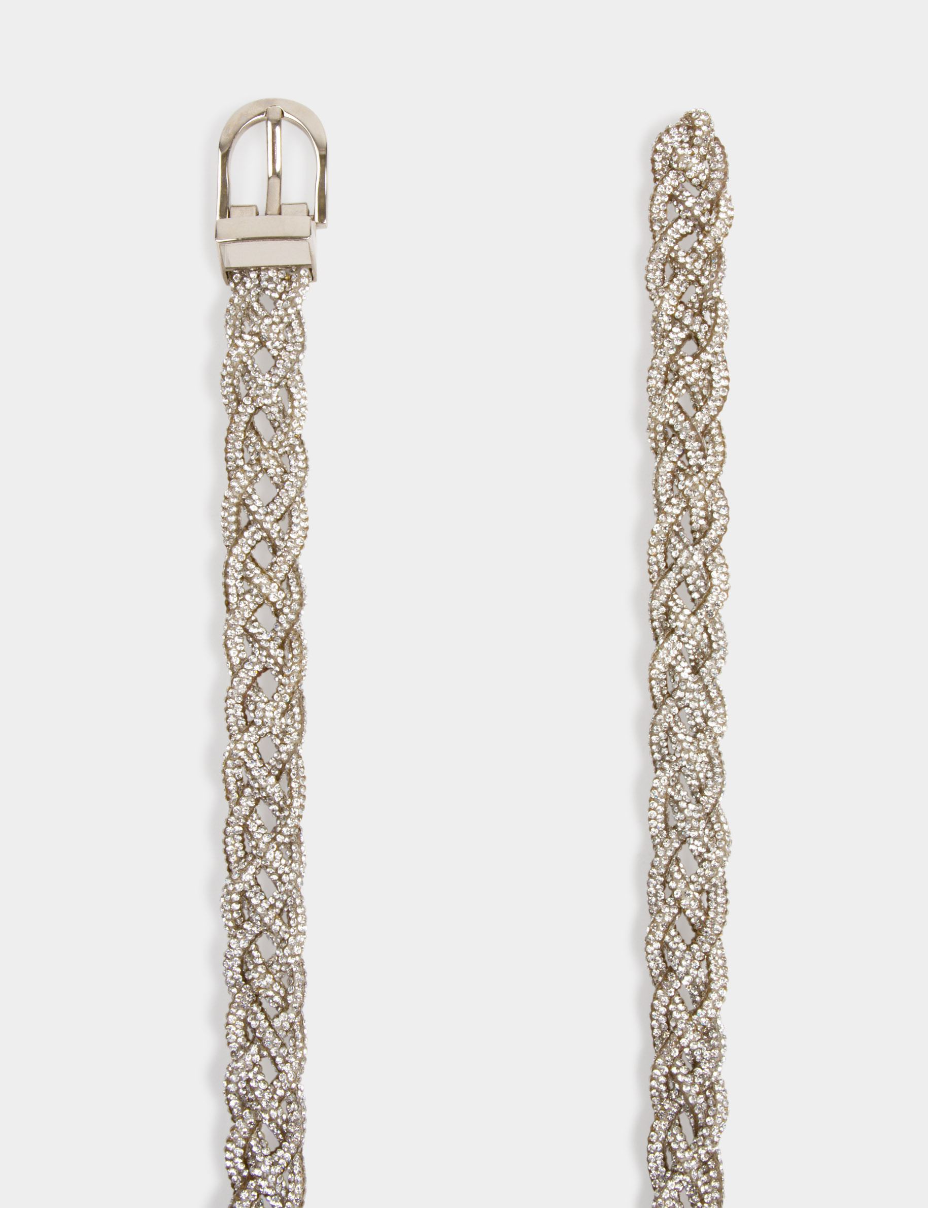 ceinture tressee strass couleur argent femme Ceinture tressée strass couleur argent femme