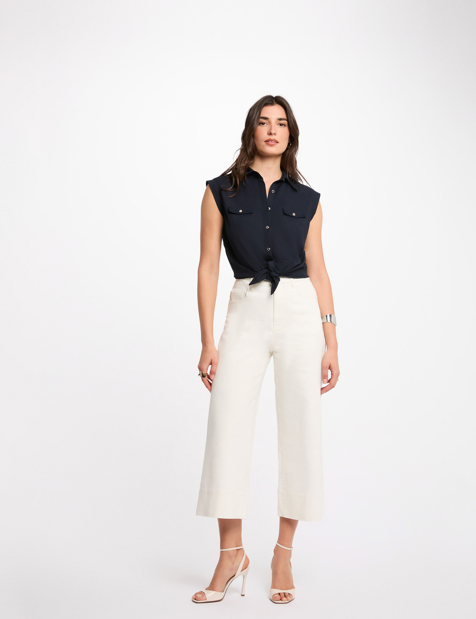Blouse sans manches bleu marine femme