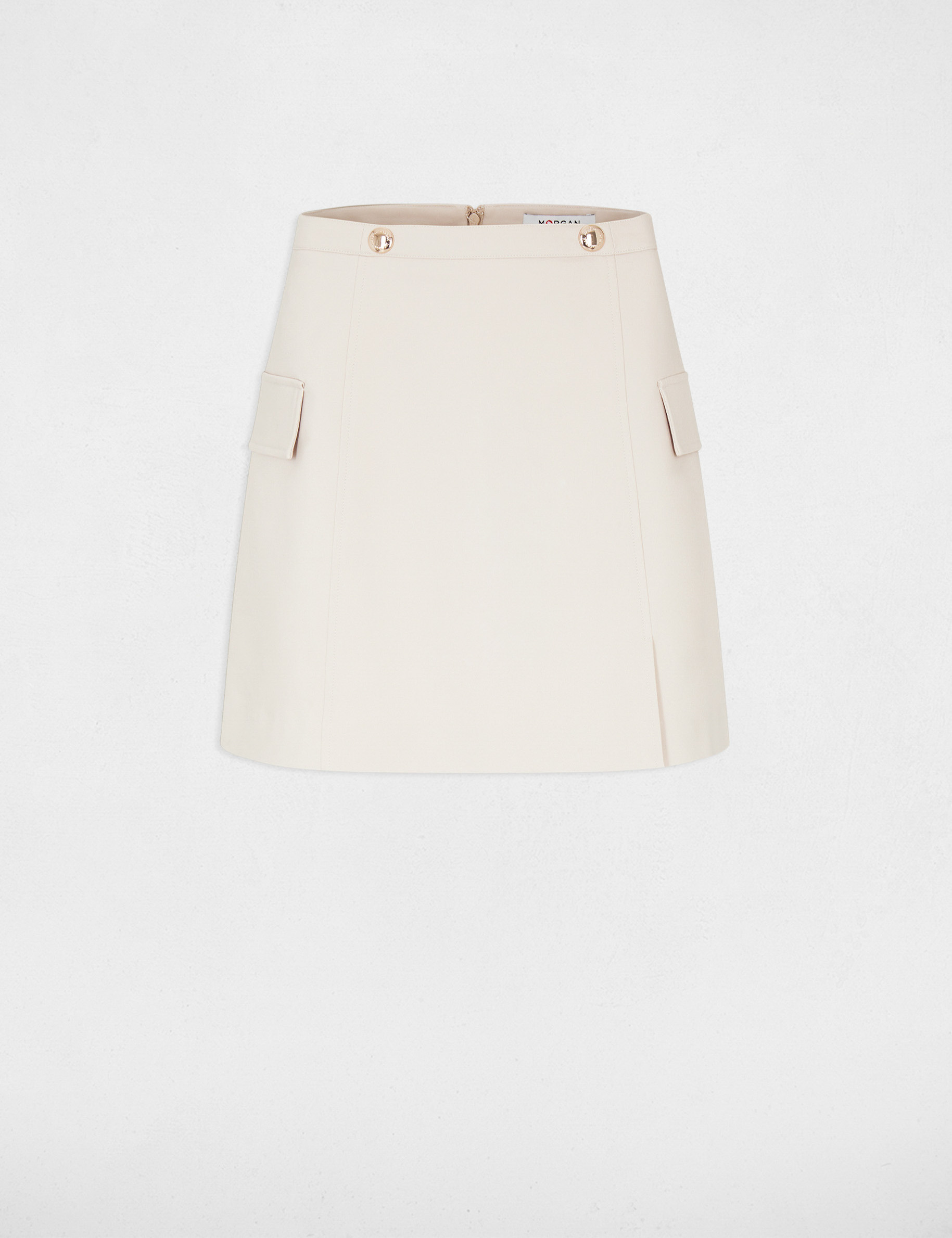 jupe trapeze avec poches a rabat beige femme Jupe trapèze avec poches à rabat beige femme